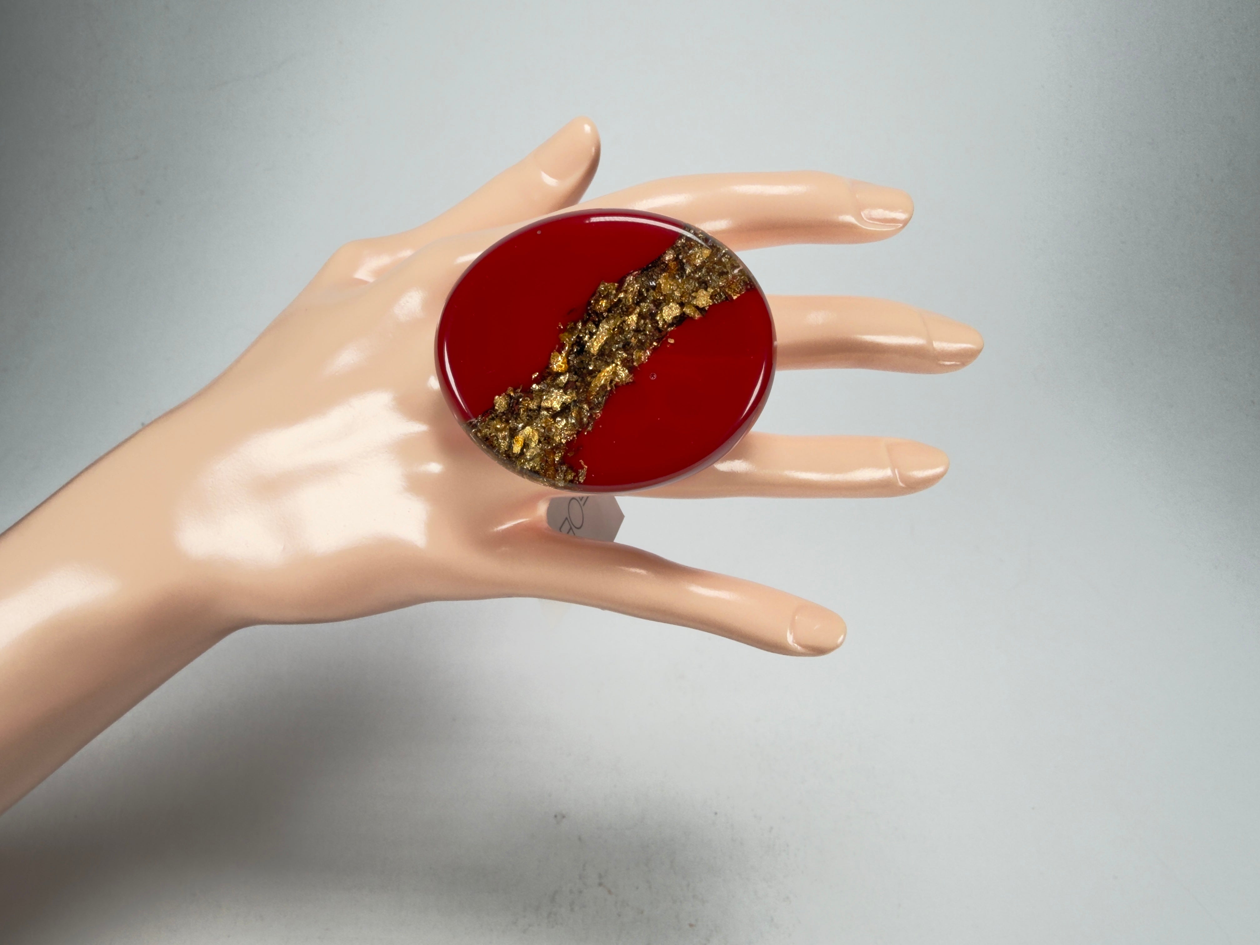 Sobral - Metalique "Munique" Orlando Red Resin Ring ( 005145 ) - Size UK Q / US 8