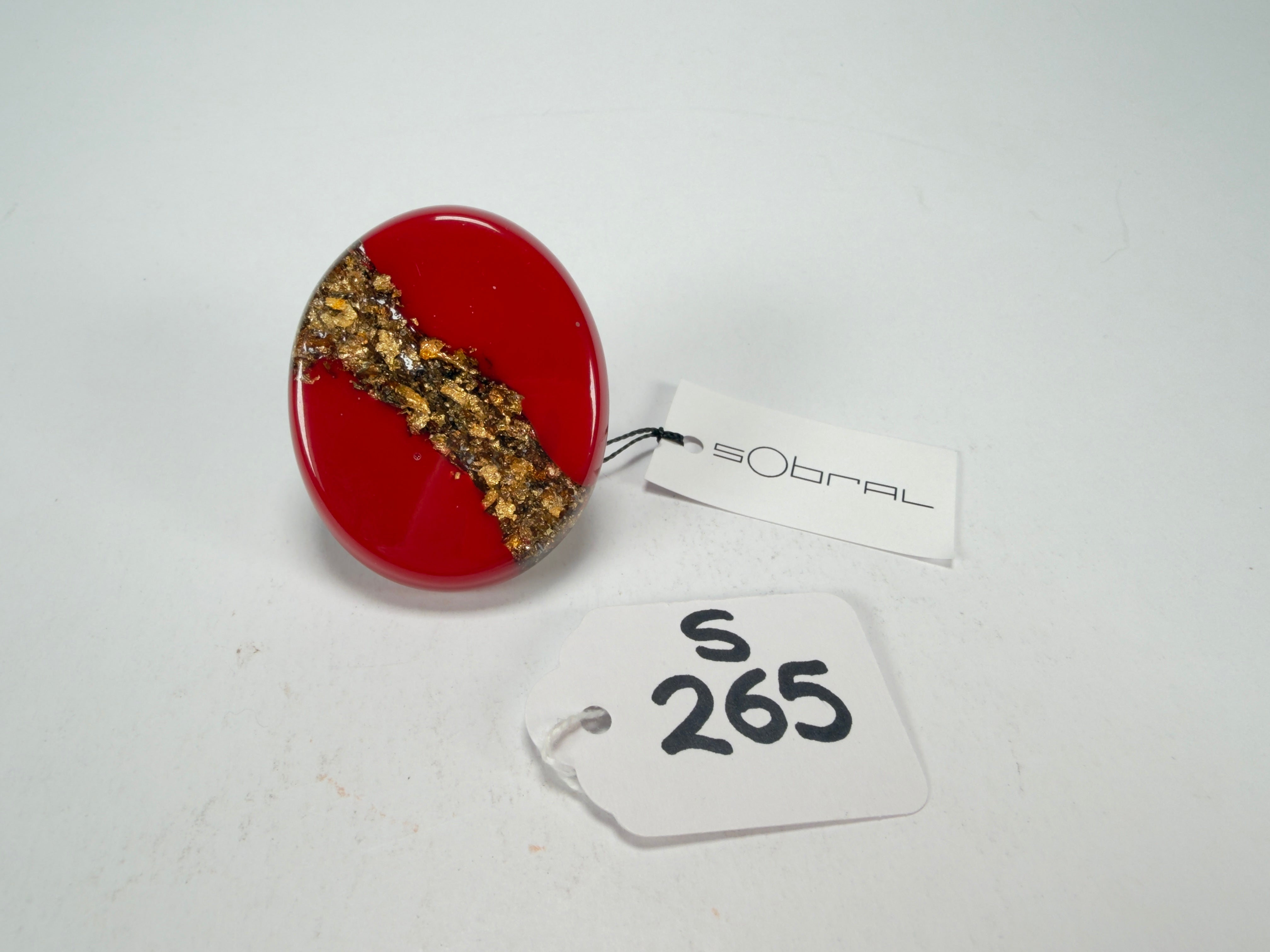 Sobral - Metalique "Munique" Orlando Red Resin Ring ( 005145 ) - Size UK Q / US 8