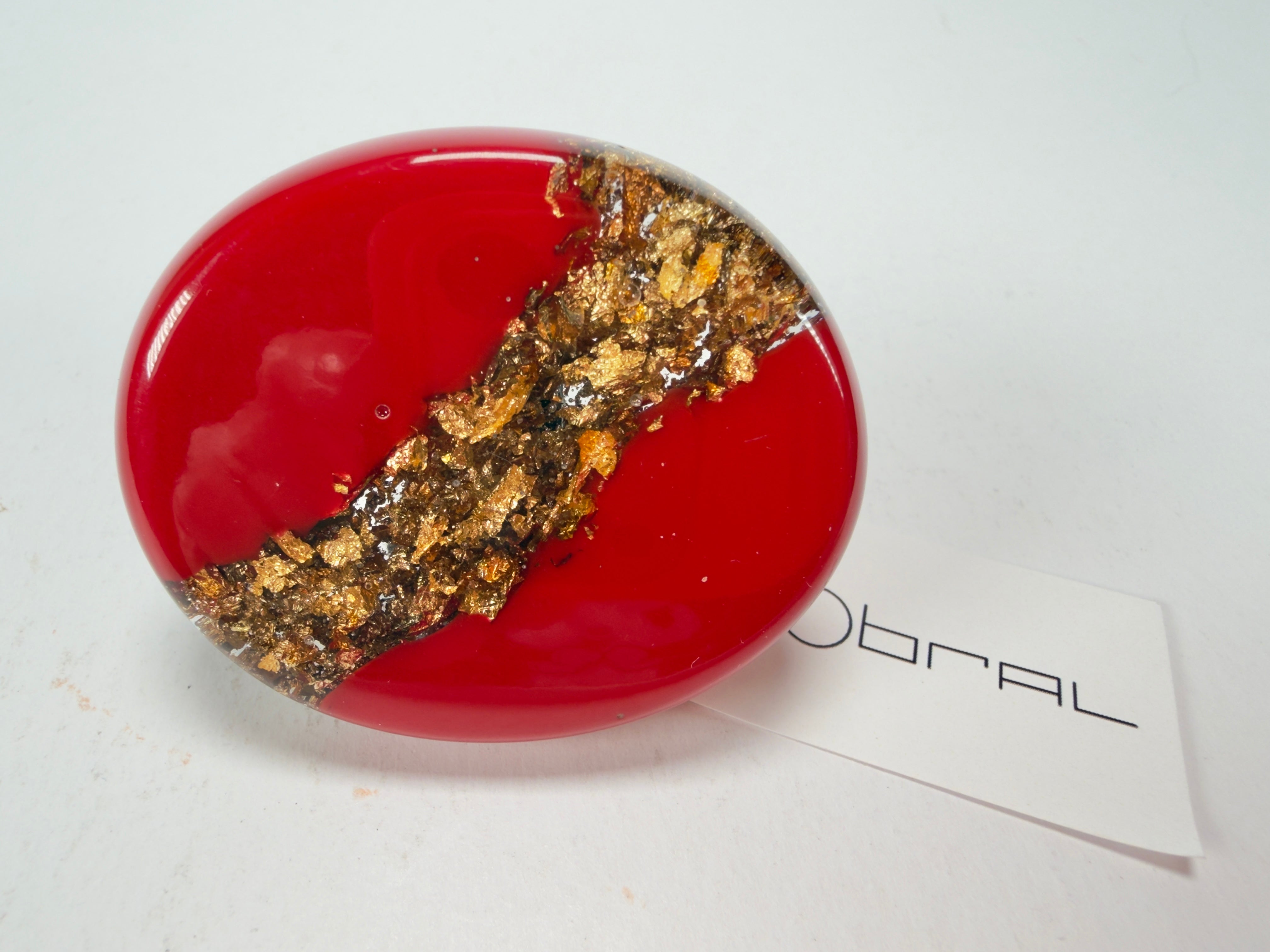 Sobral - Metalique "Munique" Orlando Red Resin Ring ( 005145 ) - Size UK Q / US 8