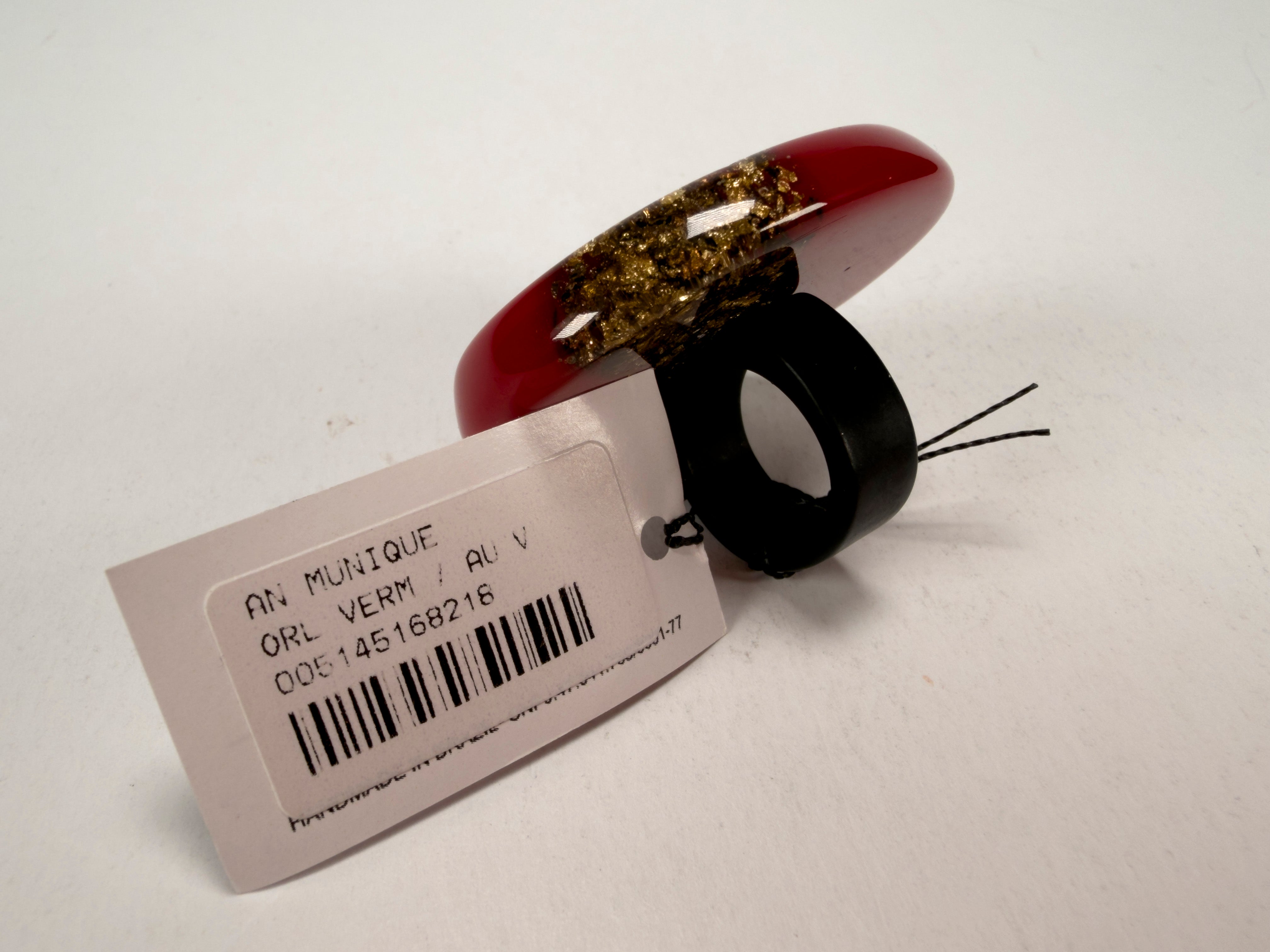 Sobral - Metalique "Munique" Orlando Red Resin Ring ( 005145 ) - Size UK Q / US 8