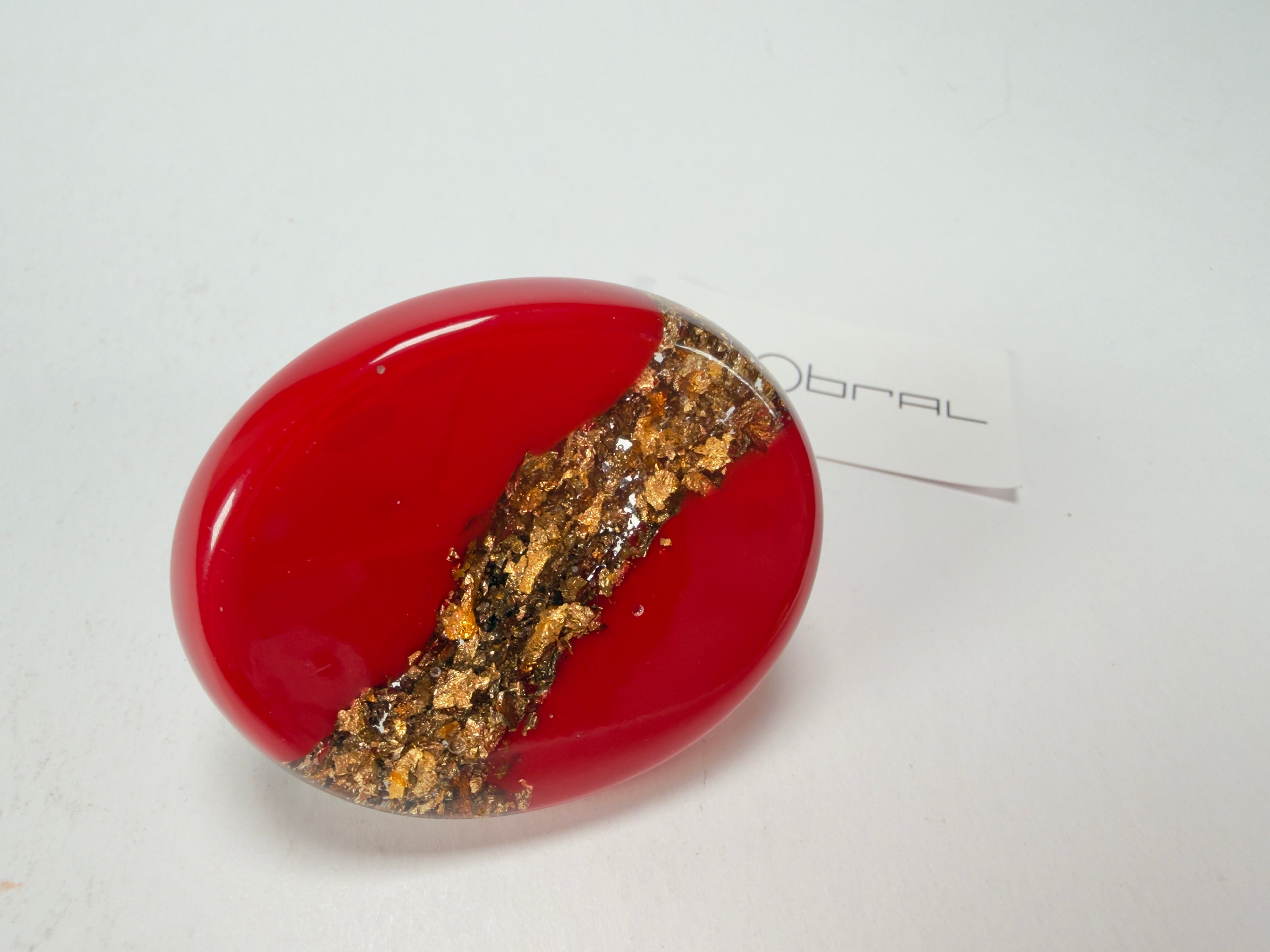 Sobral - Metalique "Munique" Orlando Red Resin Ring ( 005145 ) - Size UK Q / US 8