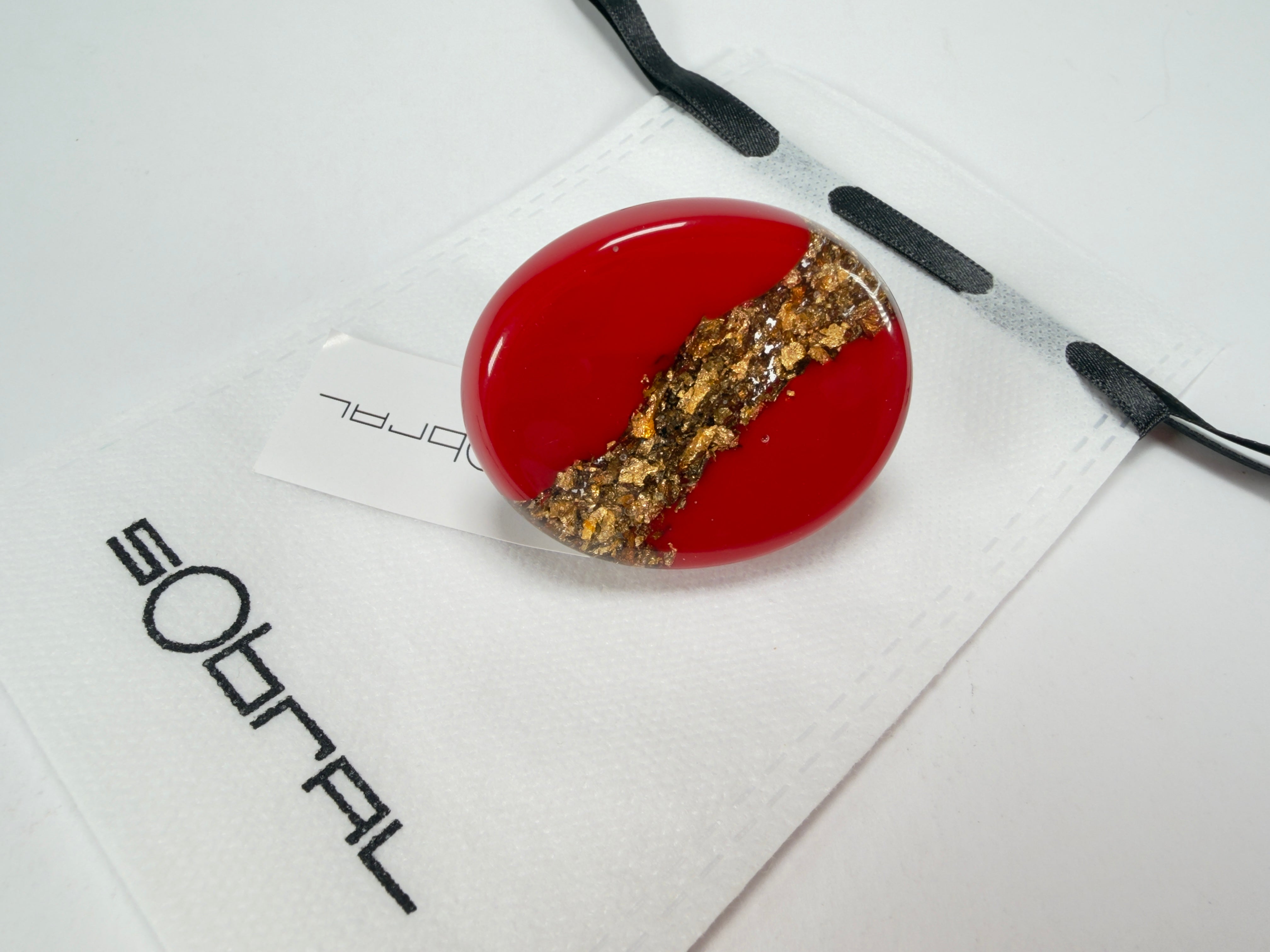 Sobral - Metalique "Munique" Orlando Red Resin Ring ( 005145 ) - Size UK Q / US 8