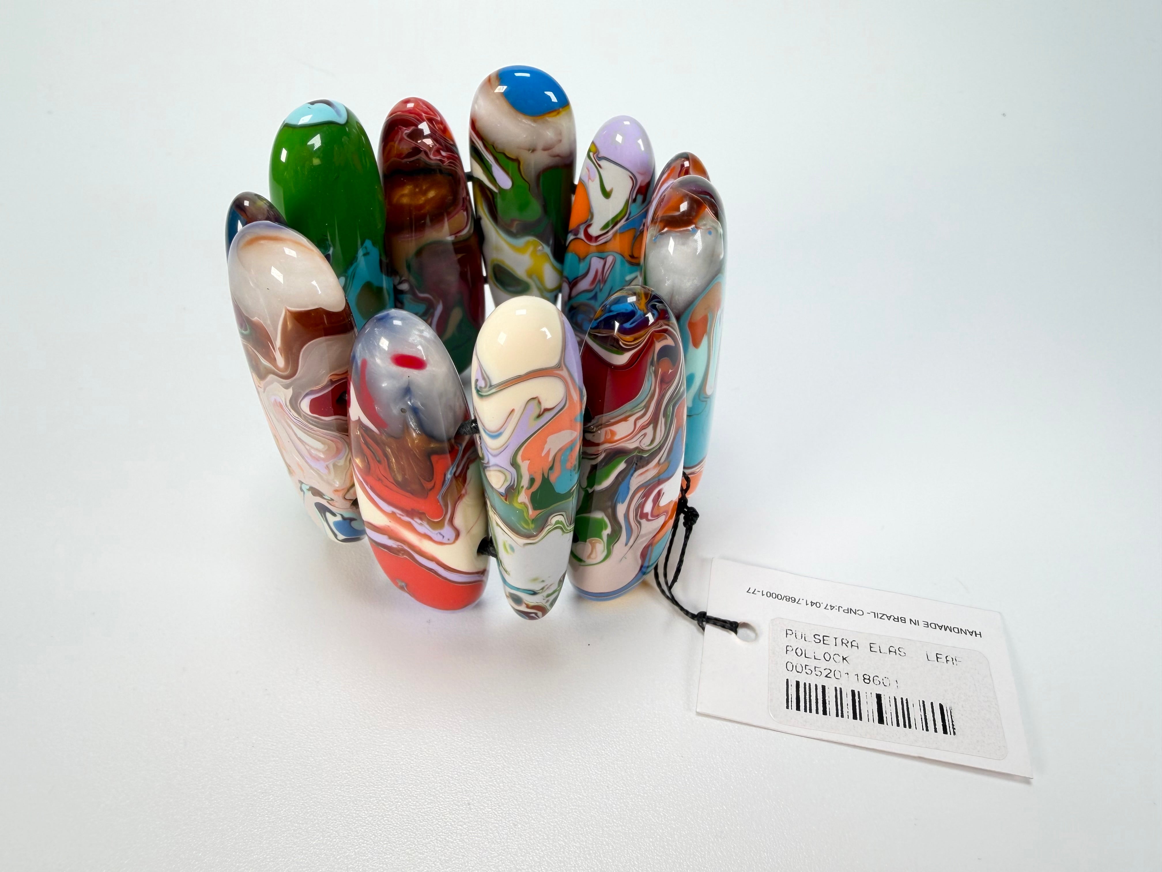 Sobral - Multi-Colour "Leaf" Pollock Elasticated Resin Bracelet ( 005520 )
