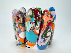 Sobral - Multi-Colour "Leaf" Pollock Elasticated Resin Bracelet ( 005520 )