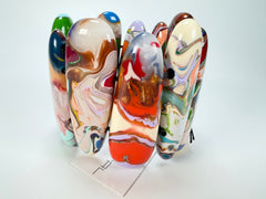 Sobral - Multi-Colour "Leaf" Pollock Elasticated Resin Bracelet ( 005520 )