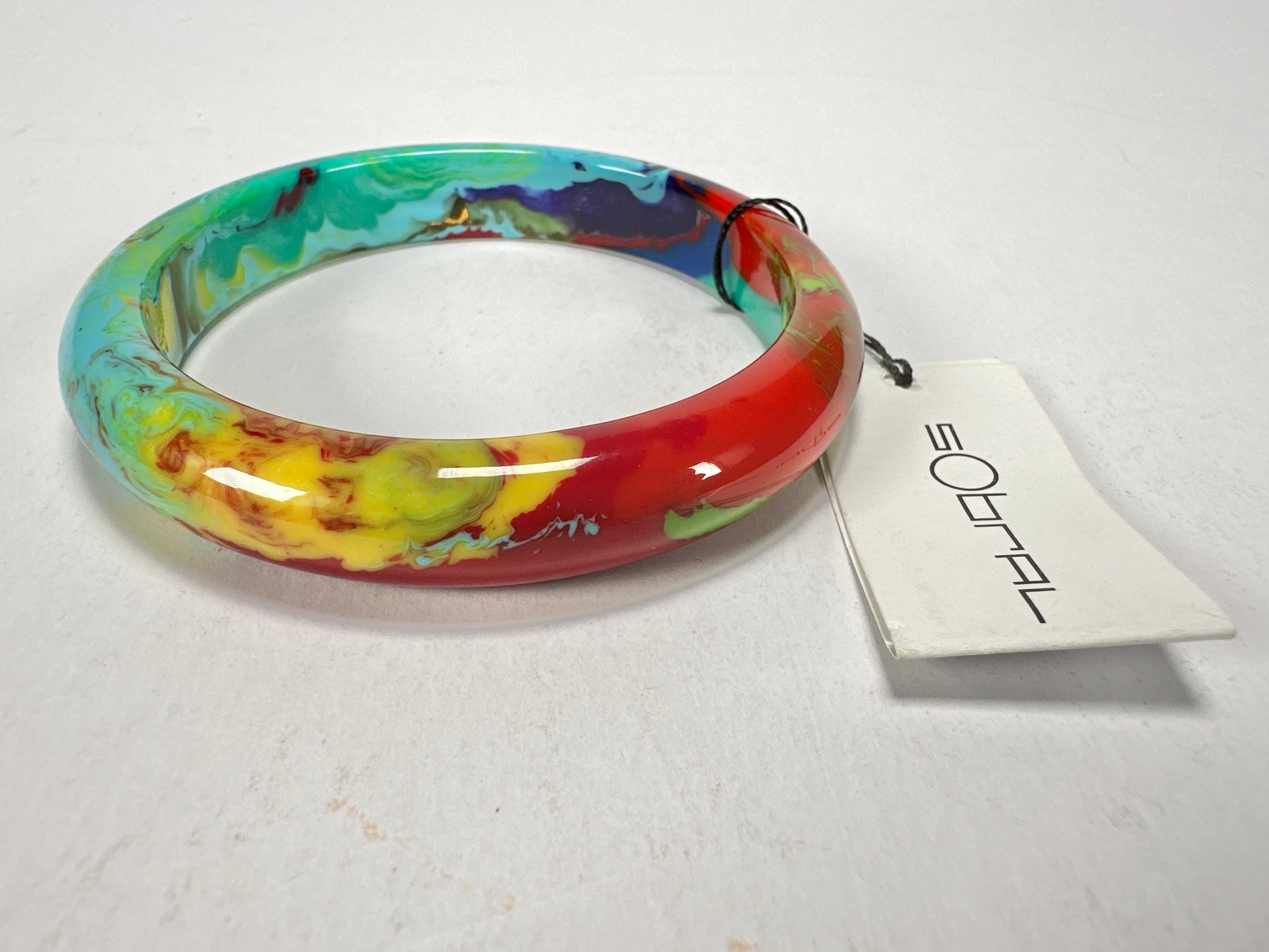 Sobral - Multi-Colour "PB14 Pollock" Resin Solid Bangle ( 001151 )