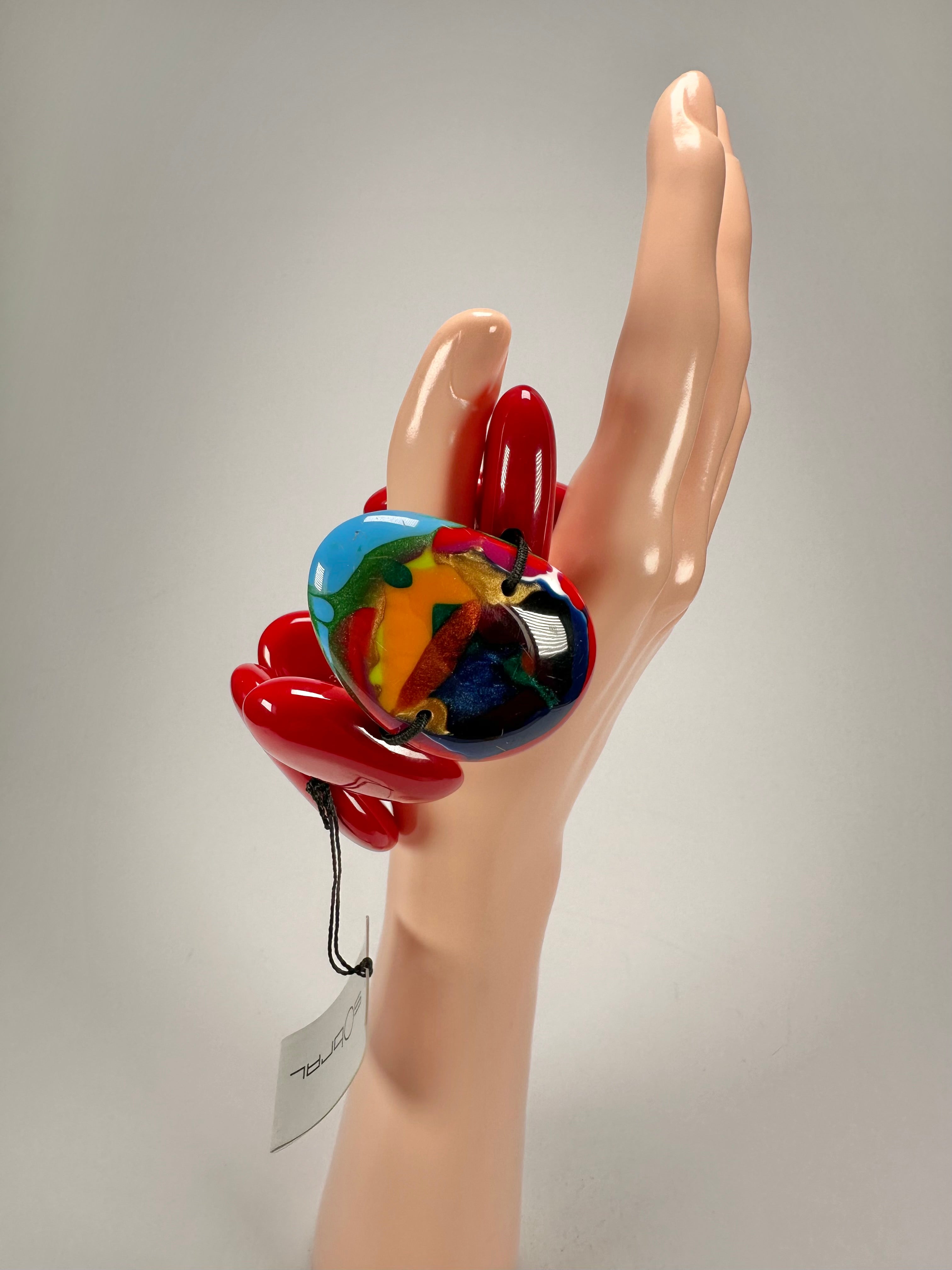 Sobral - Multi-Colour "Inspiração" K Red Elasticated Resin Bracelet ( 003595 )