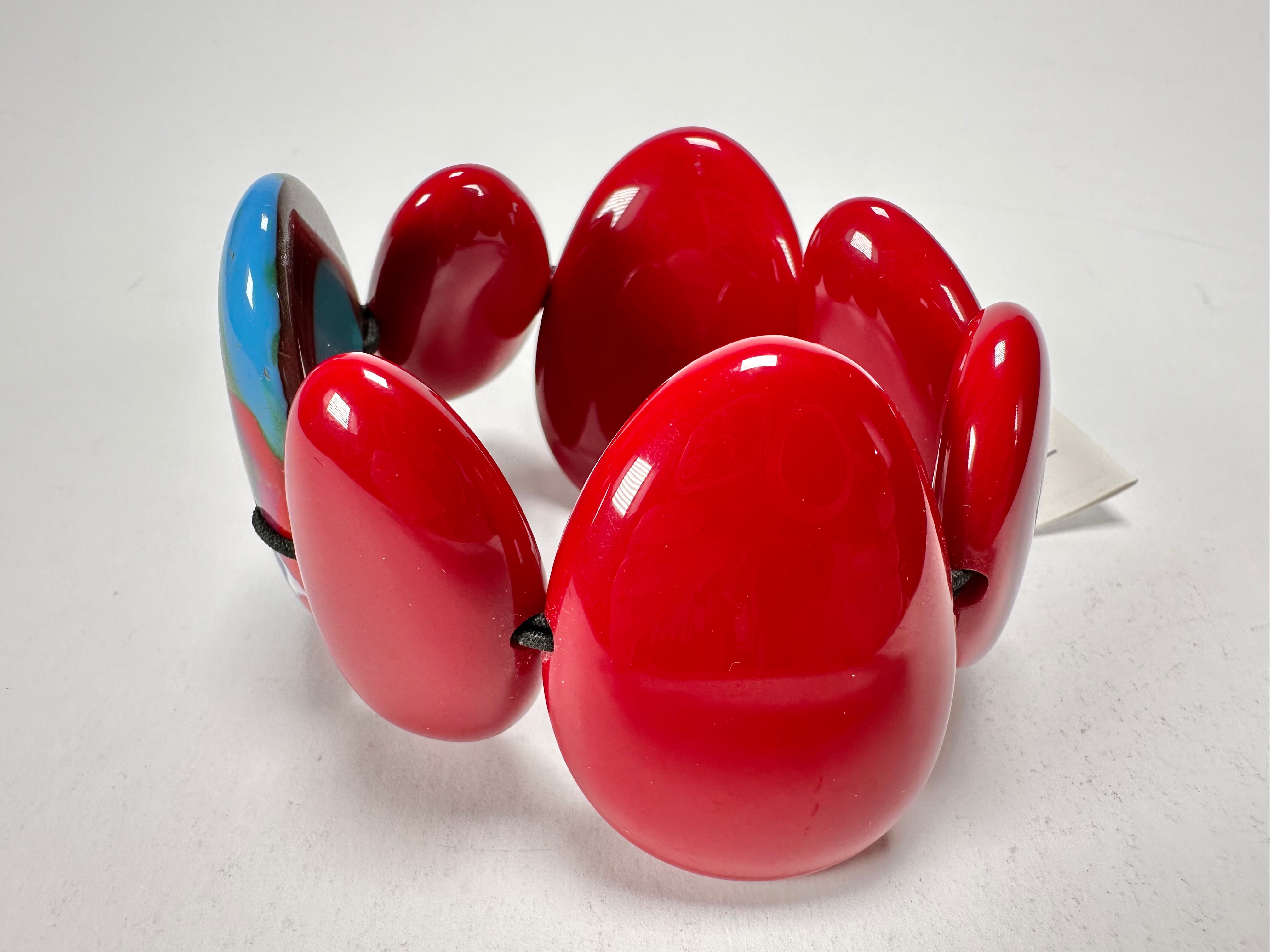 Sobral - Multi-Colour "Inspiração" K Red Elasticated Resin Bracelet ( 003595 )
