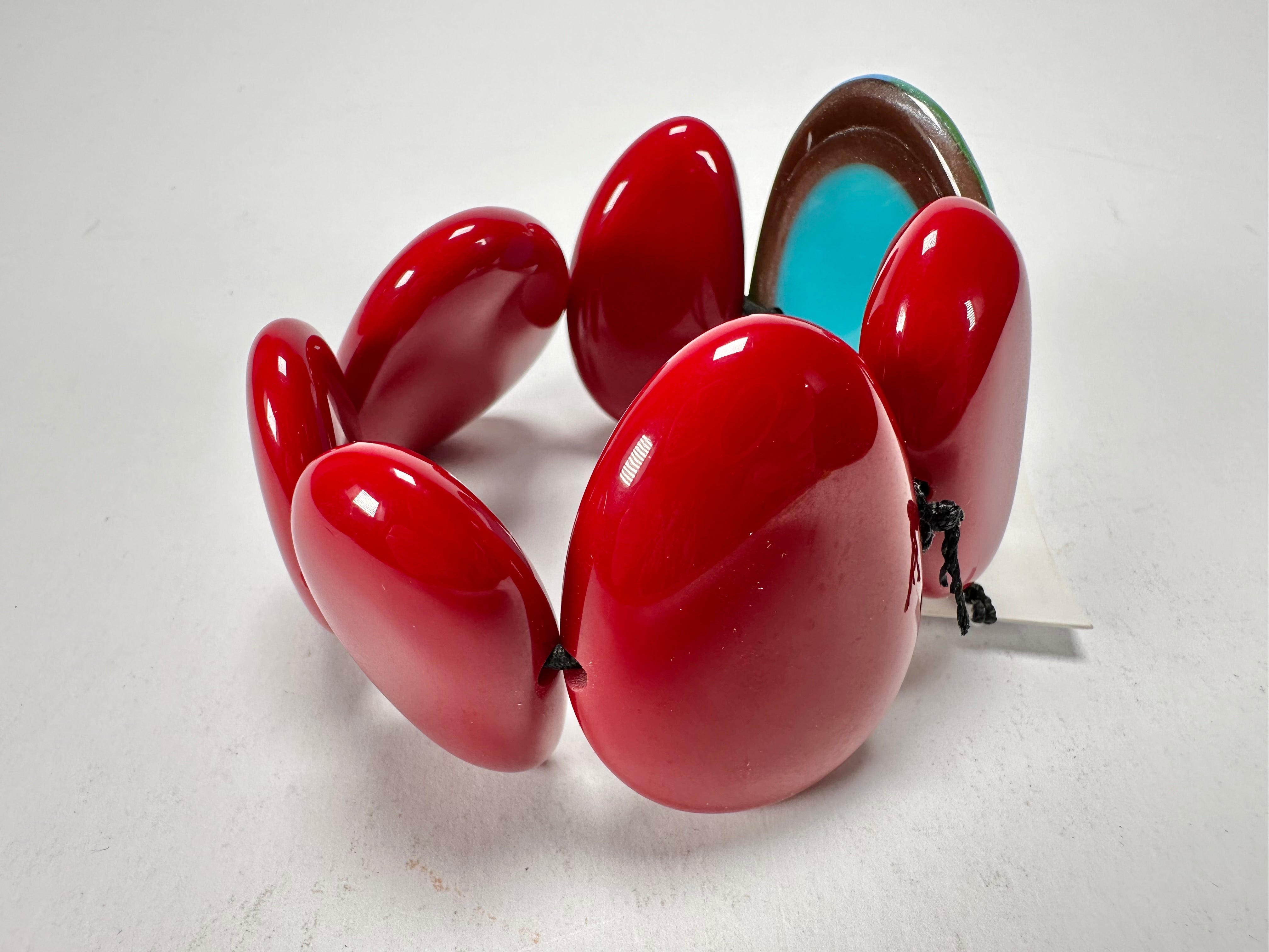 Sobral - Multi-Colour "Inspiração" K Red Elasticated Resin Bracelet ( 003595 )
