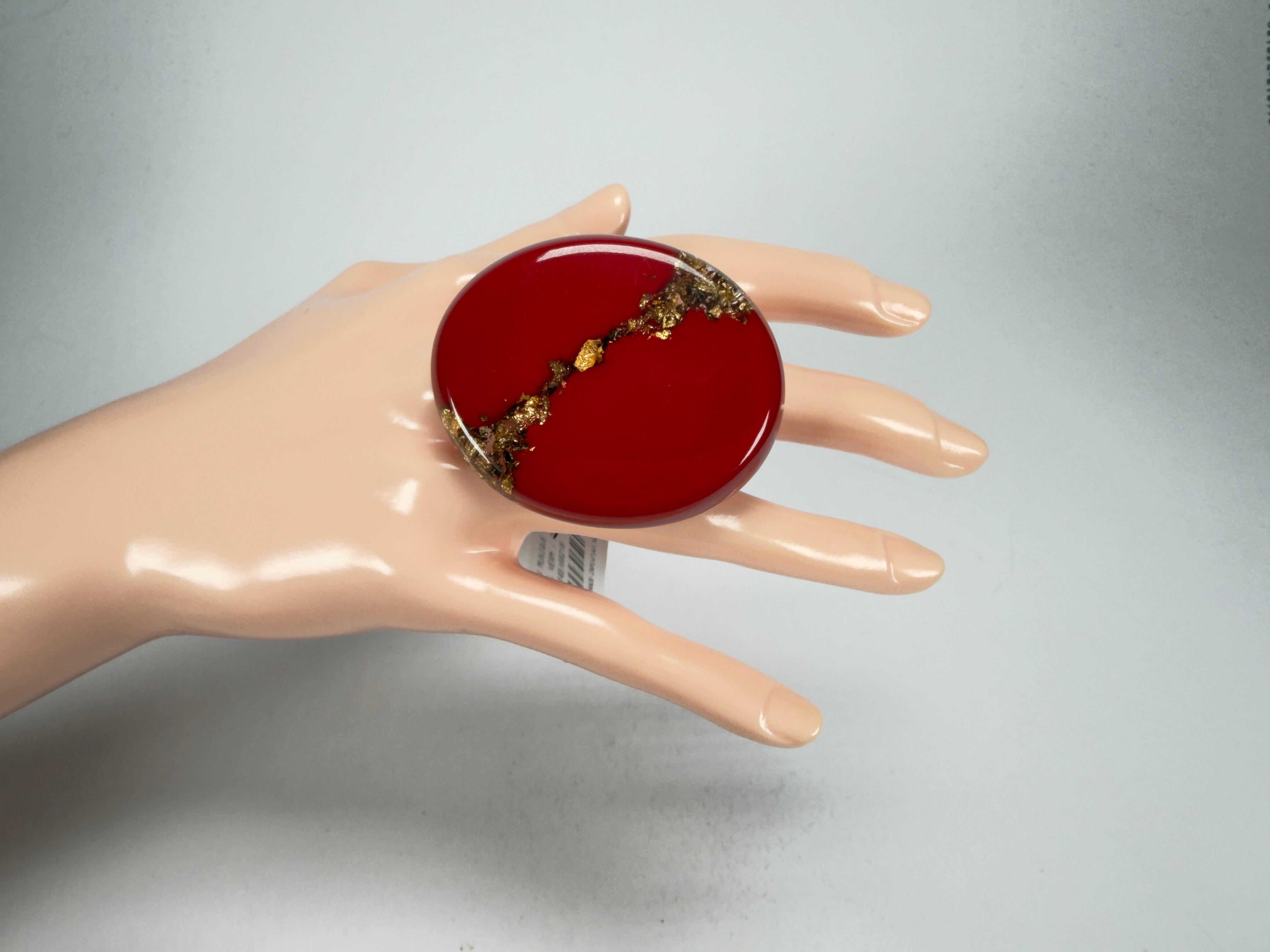 Sobral - Metalique "Munique" Orlando Red Resin Ring ( 005145 ) - Size UK Q / US 8