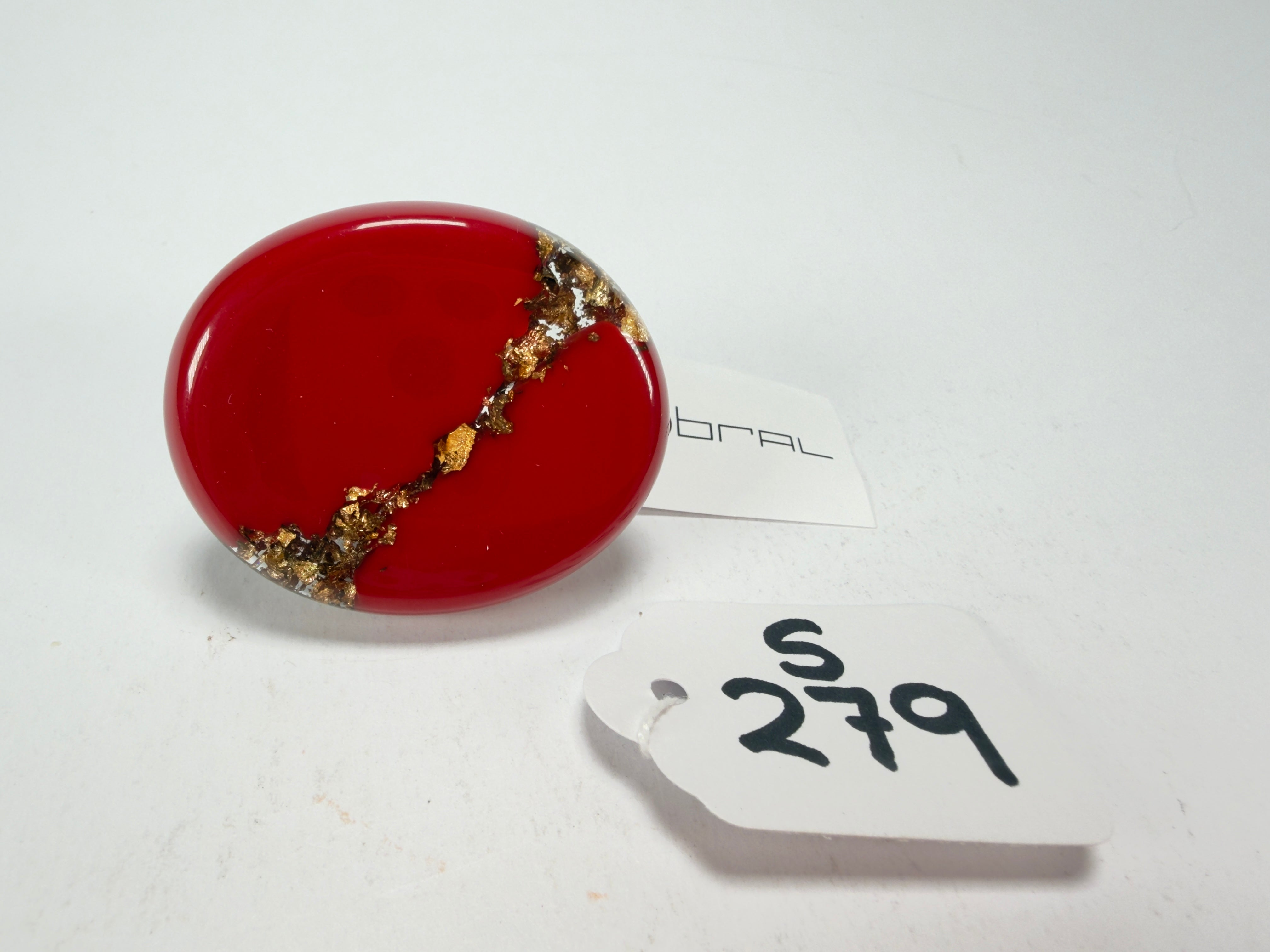 Sobral - Metalique "Munique" Orlando Red Resin Ring ( 005145 ) - Size UK Q / US 8
