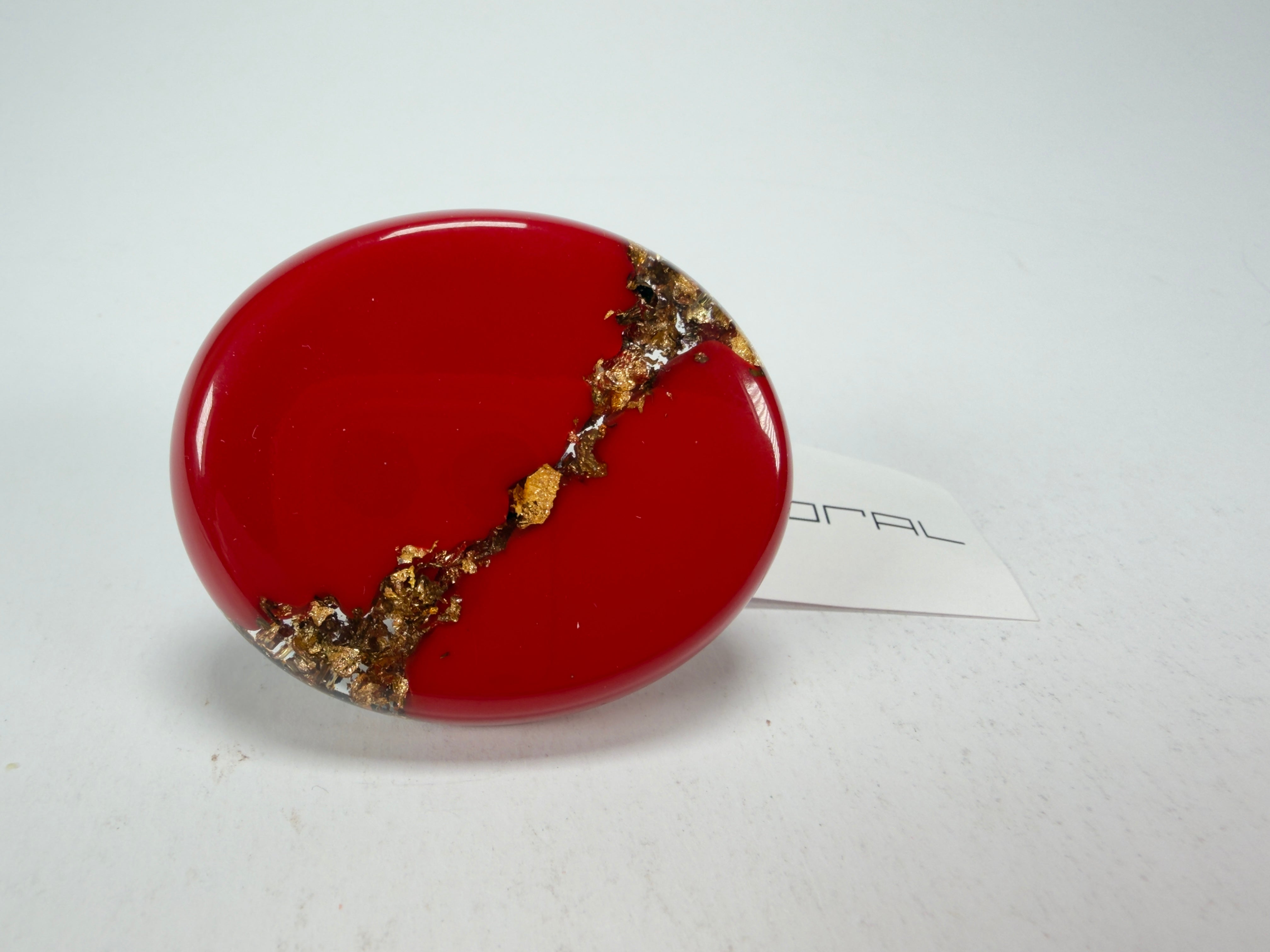 Sobral - Metalique "Munique" Orlando Red Resin Ring ( 005145 ) - Size UK Q / US 8