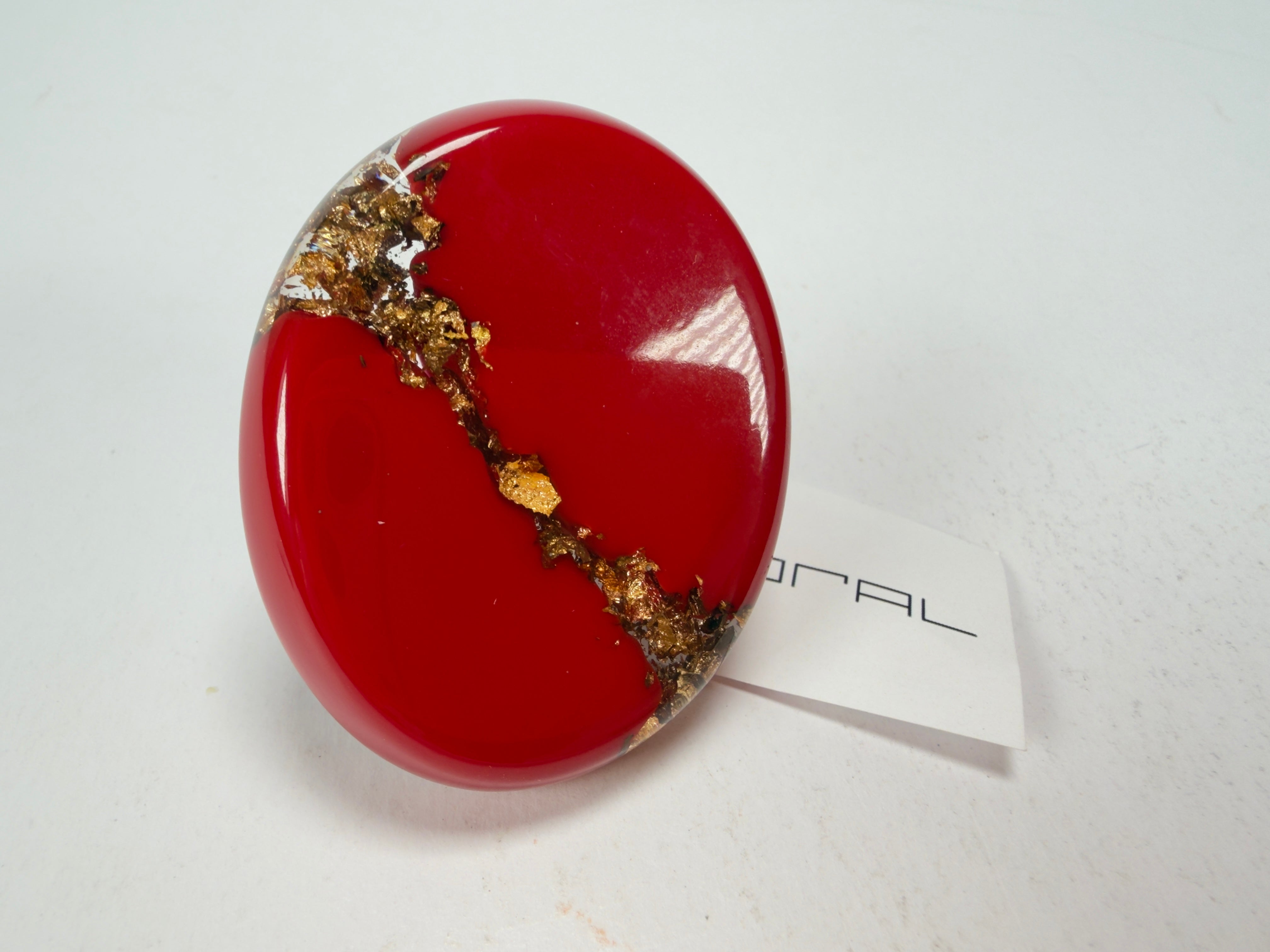 Sobral - Metalique "Munique" Orlando Red Resin Ring ( 005145 ) - Size UK Q / US 8
