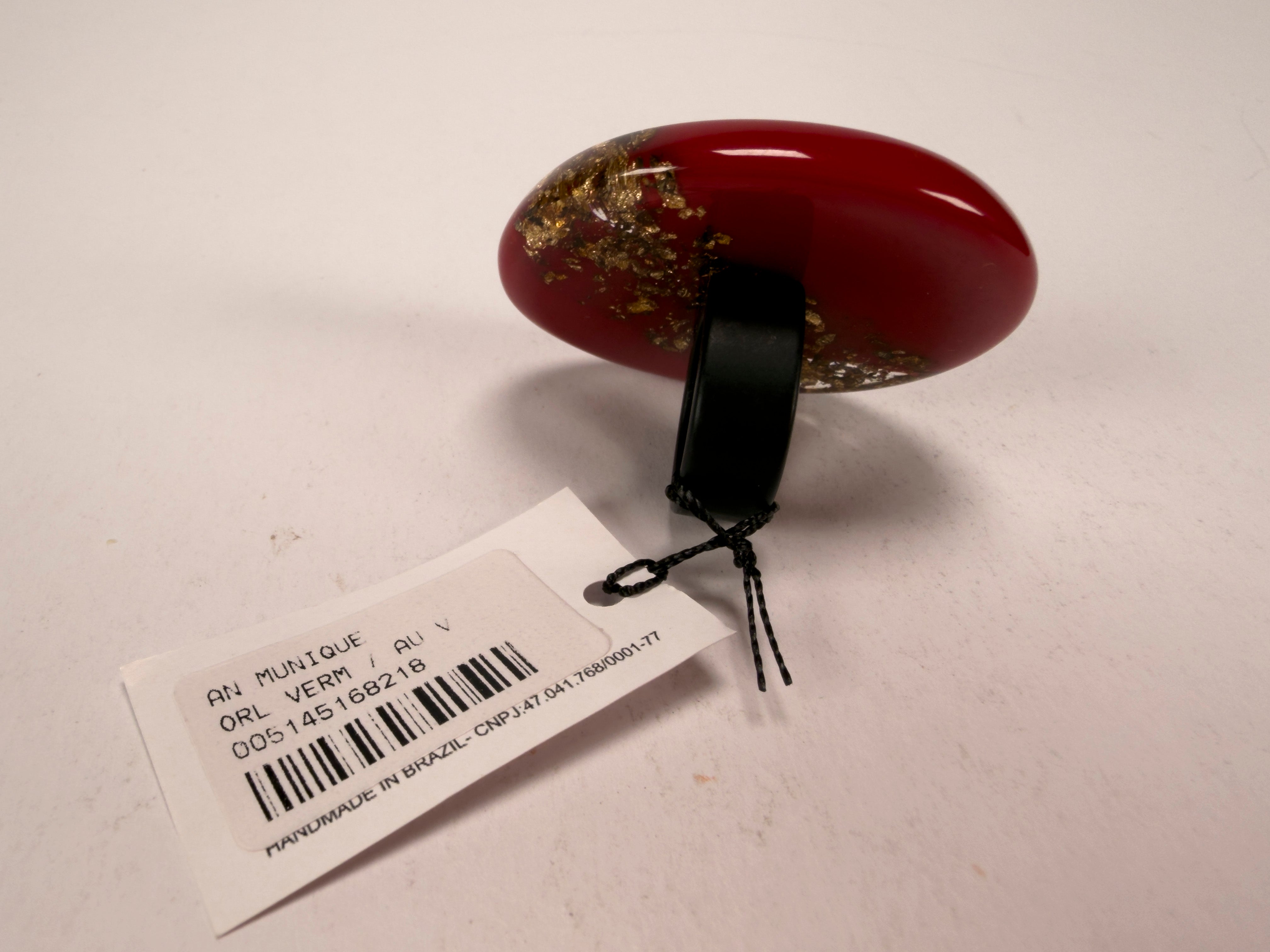 Sobral - Metalique "Munique" Orlando Red Resin Ring ( 005145 ) - Size UK Q / US 8