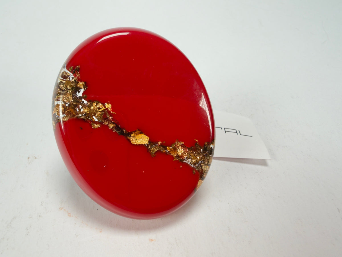 Sobral - Metalique "Munique" Orlando Red Resin Ring ( 005145 ) - Size UK Q / US 8