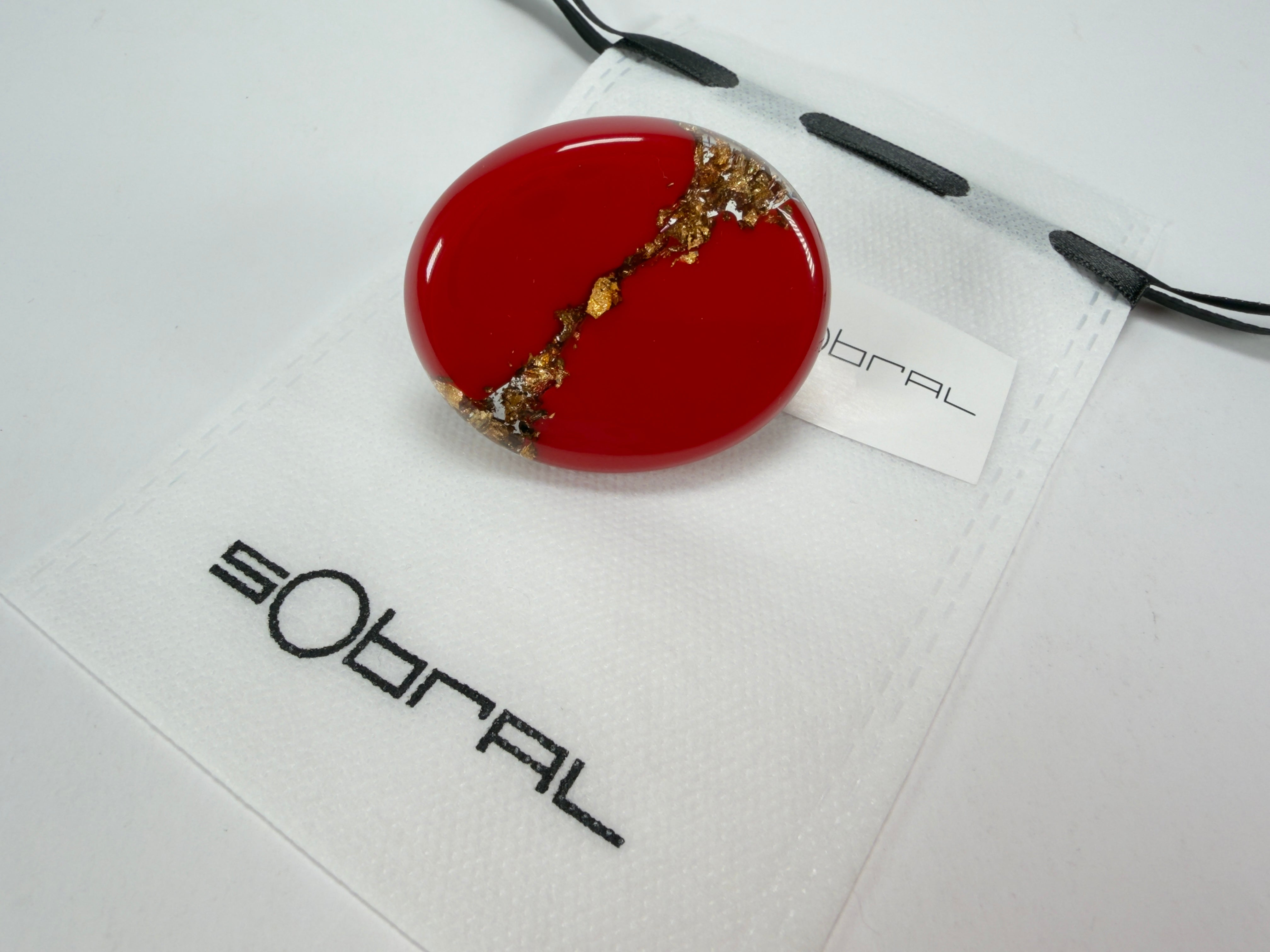 Sobral - Metalique "Munique" Orlando Red Resin Ring ( 005145 ) - Size UK Q / US 8