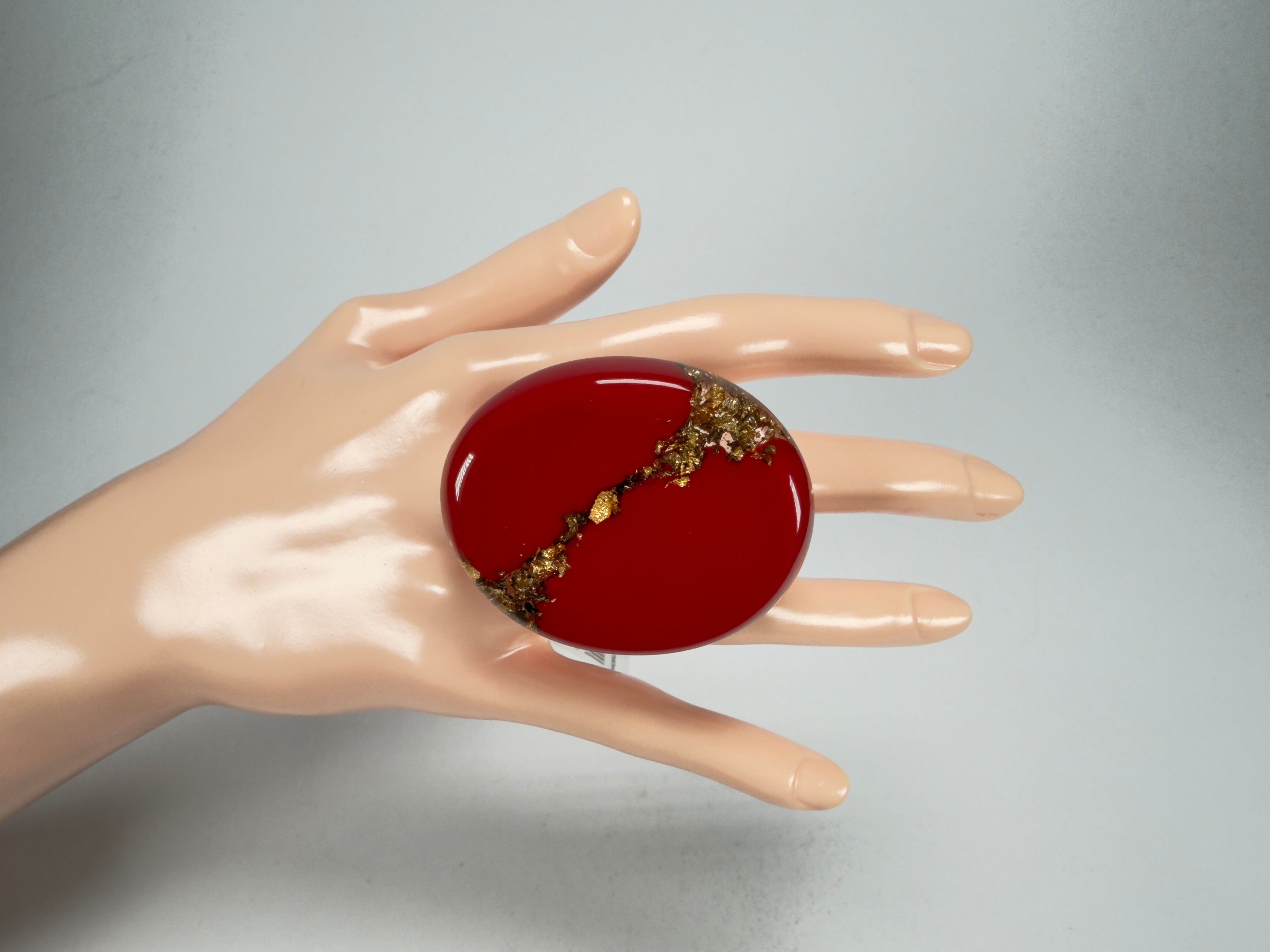 Sobral - Metalique "Munique" Orlando Red Resin Ring ( 005145 ) - Size UK Q / US 8