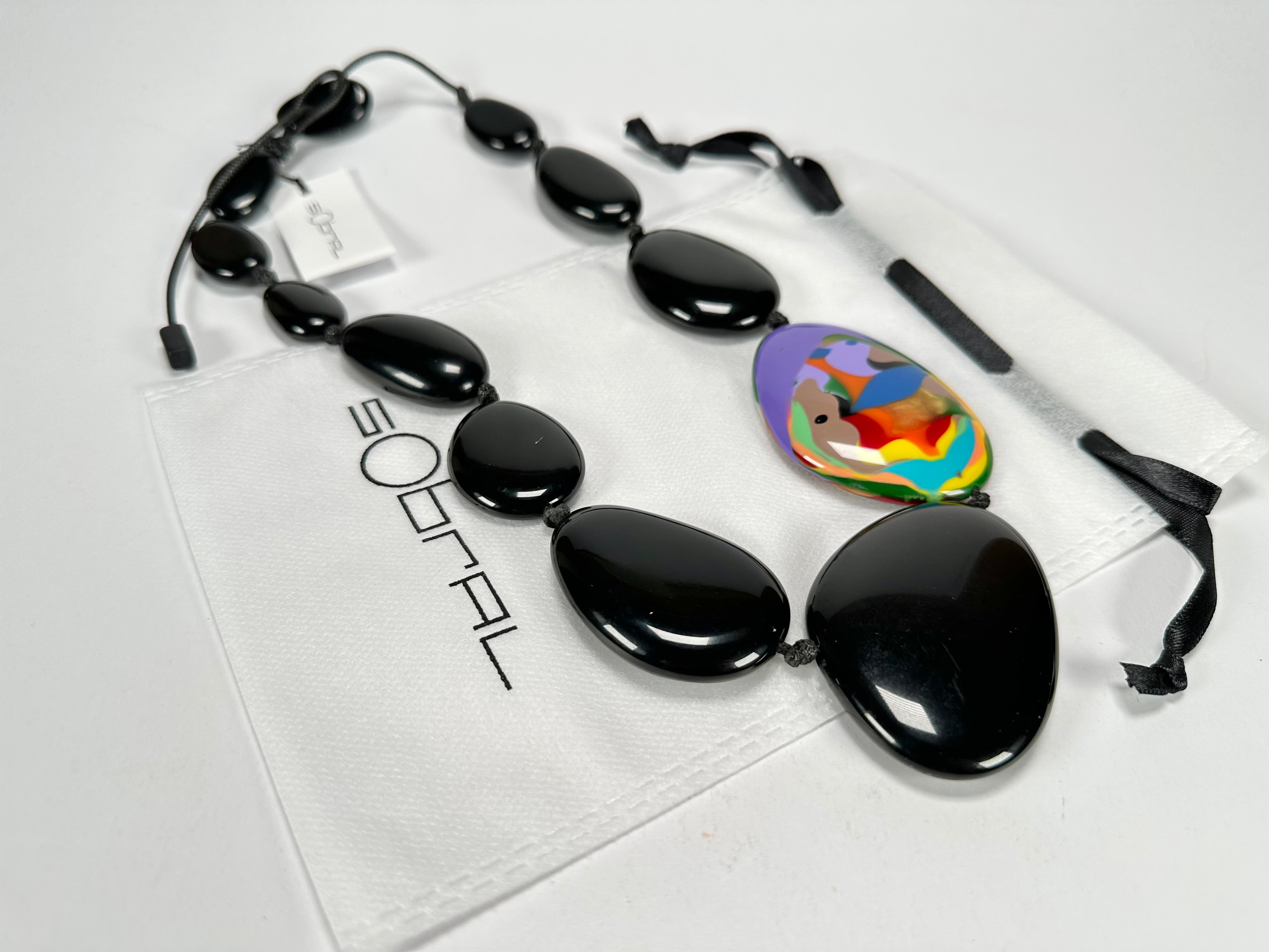 Sobral - Multi-Colour "Encantador" Black Resin Necklace ( 004109 )