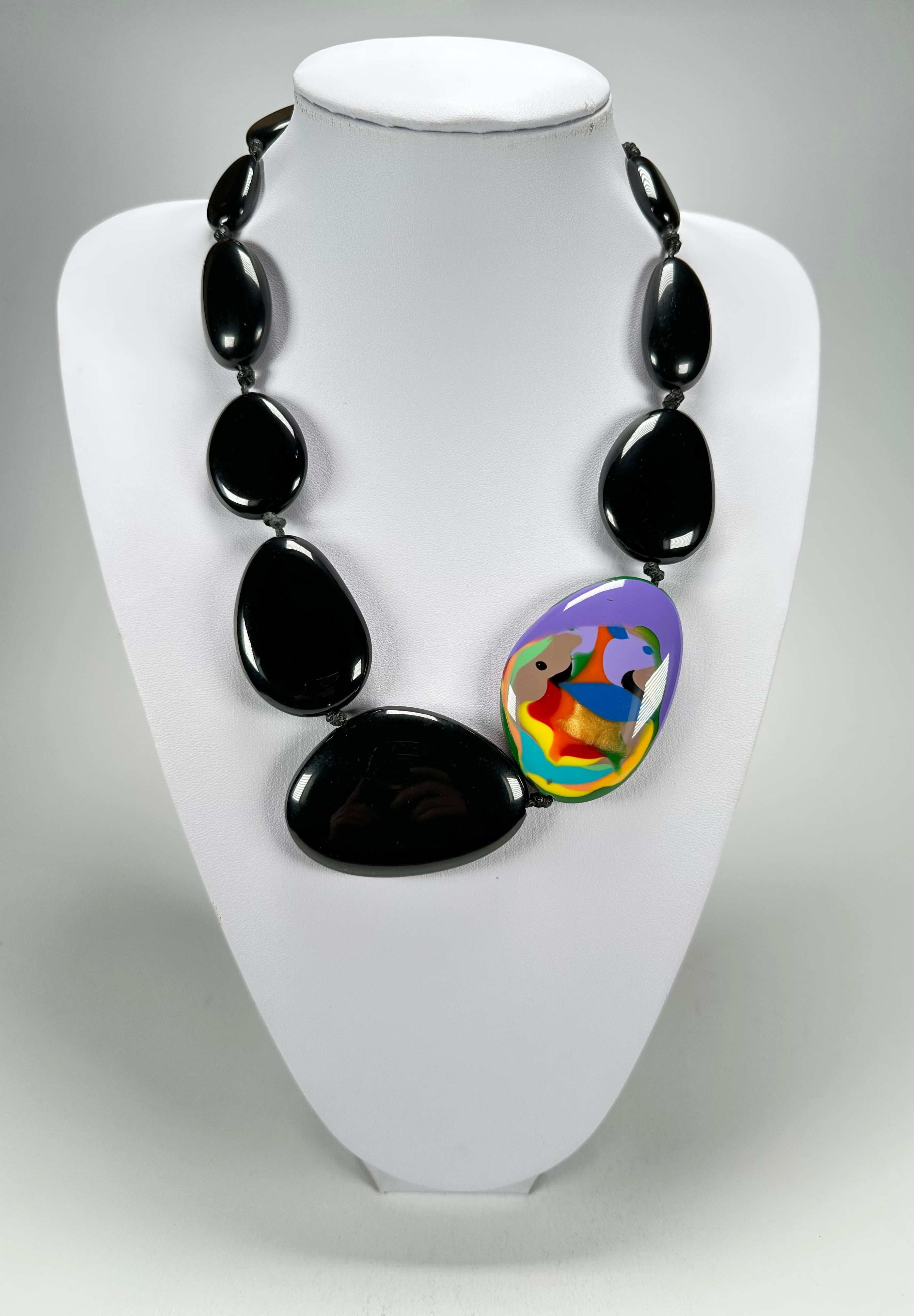 Sobral - Multi-Colour "Encantador" Black Resin Necklace ( 004109 )