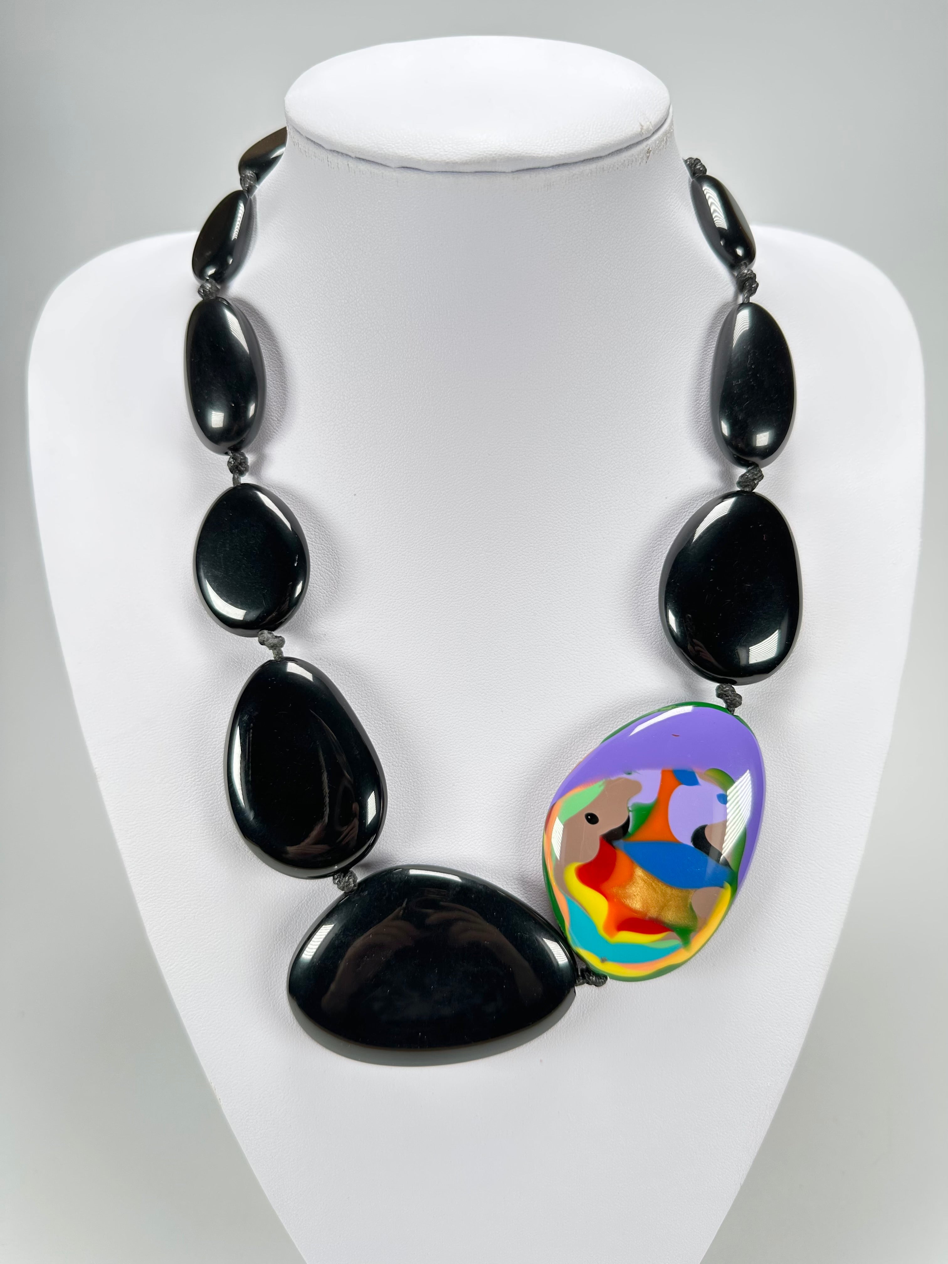 Sobral - Multi-Colour "Encantador" Black Resin Necklace ( 004109 )
