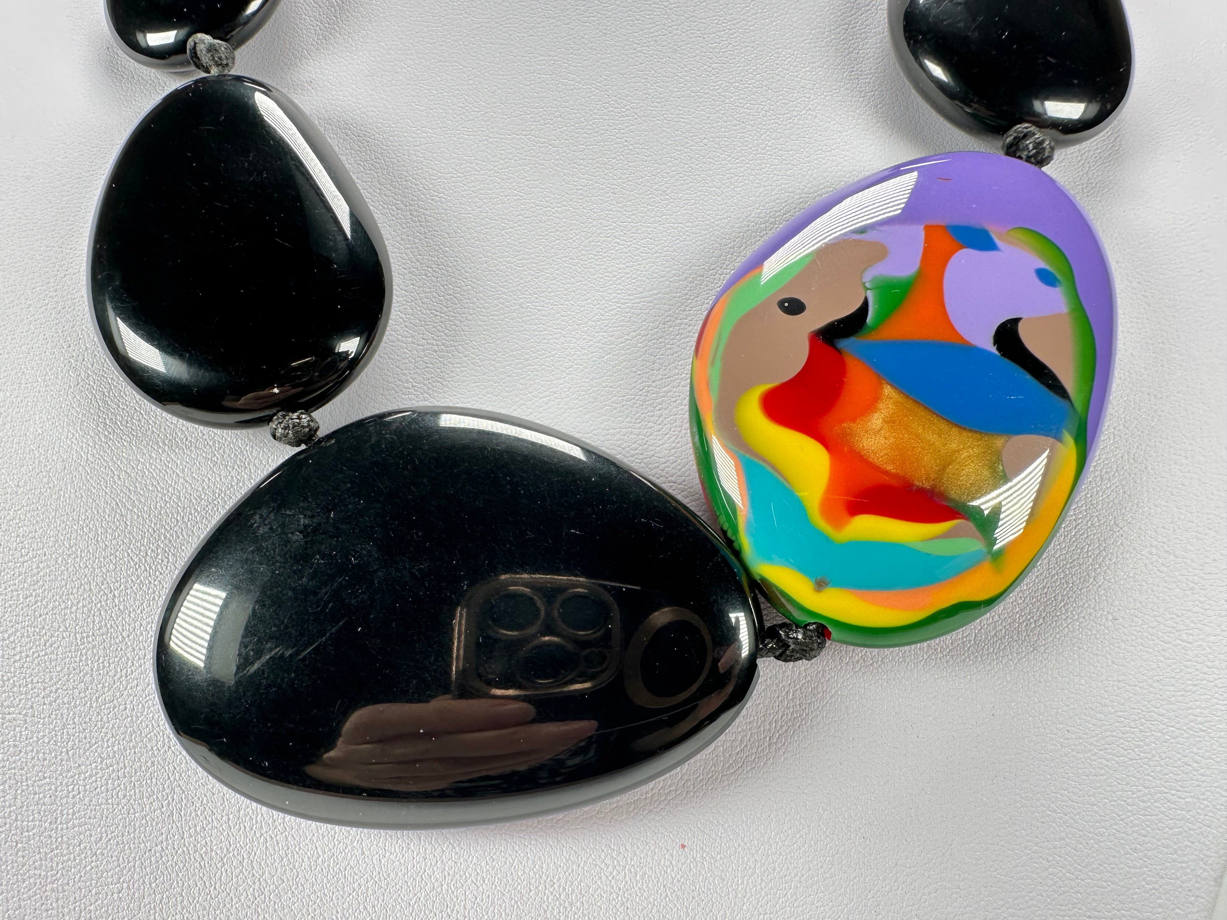 Sobral - Multi-Colour "Encantador" Black Resin Necklace ( 004109 )