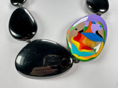 Sobral - Multi-Colour "Encantador" Black Resin Necklace ( 004109 )