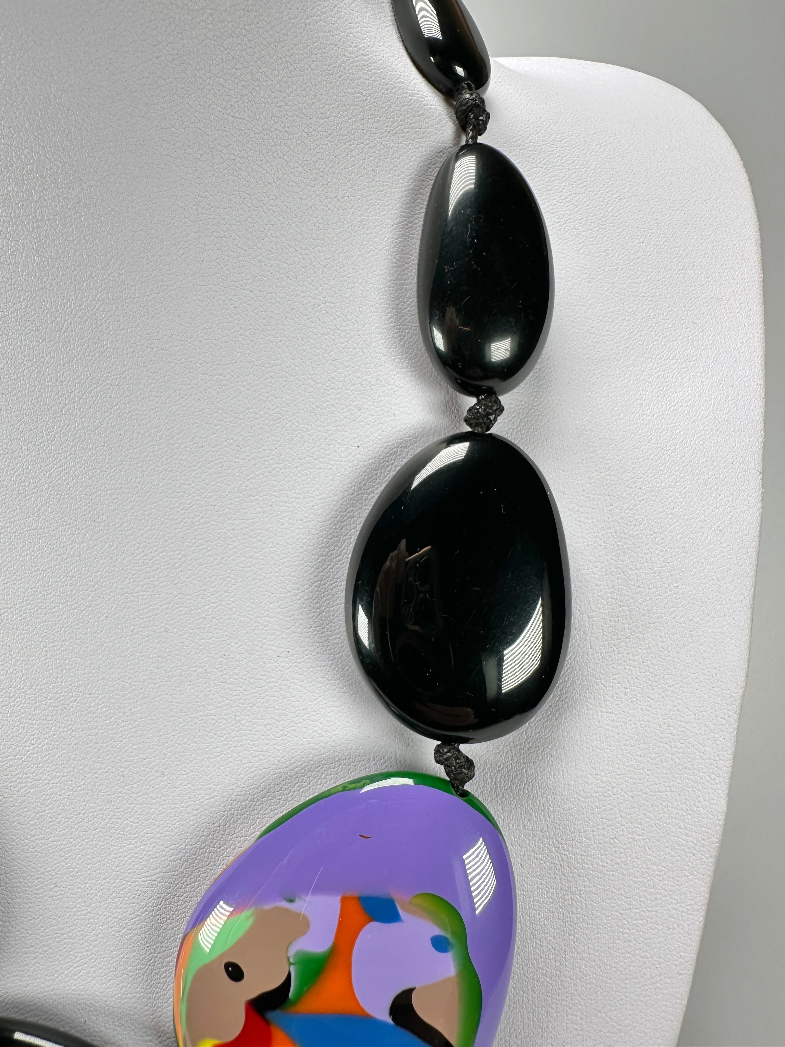 Sobral - Multi-Colour "Encantador" Black Resin Necklace ( 004109 )