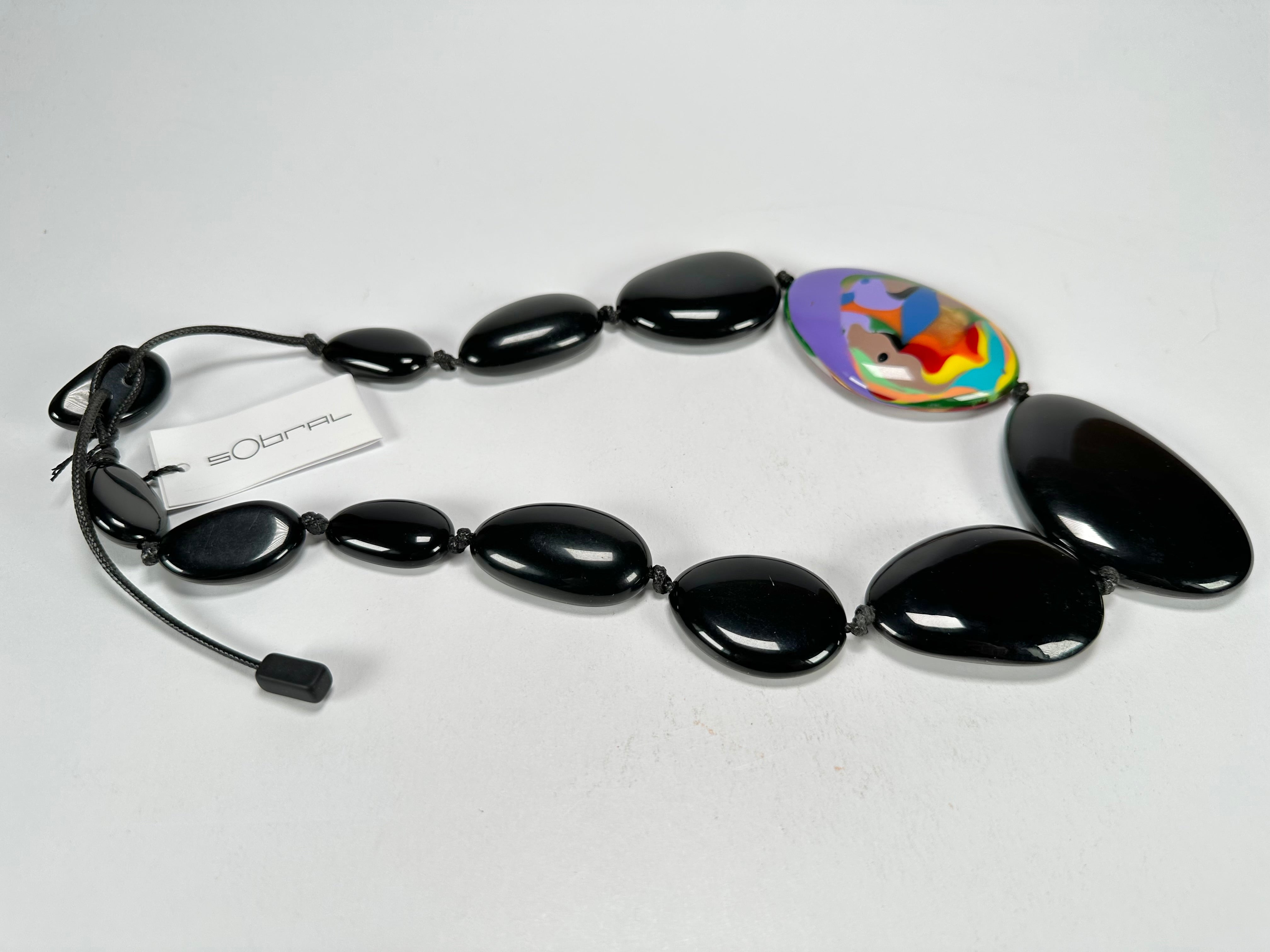 Sobral - Multi-Colour "Encantador" Black Resin Necklace ( 004109 )