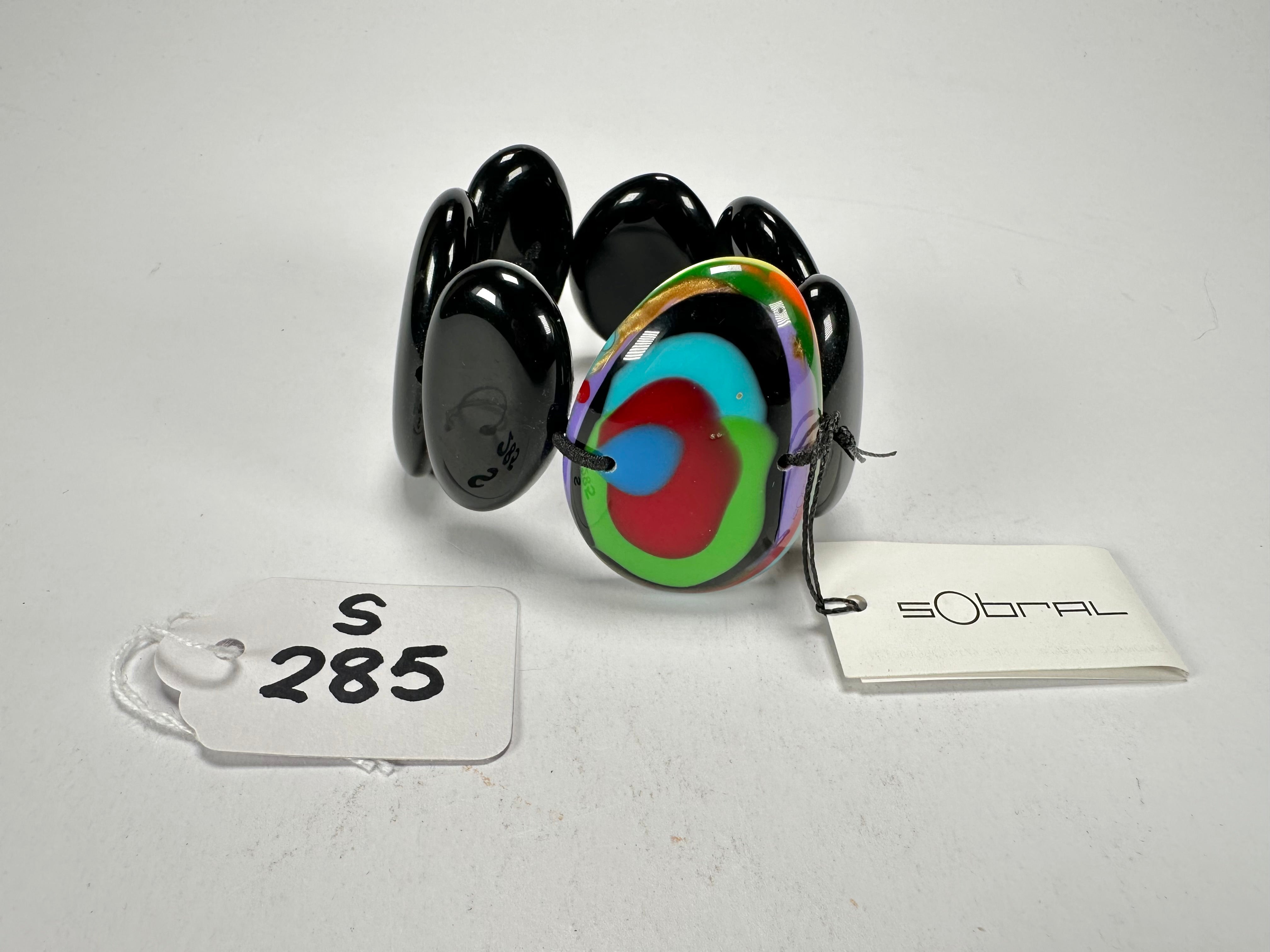 Sobral - Multi-Colour "Inspiração" K Black Elasticated Resin Bracelet ( 003595 )