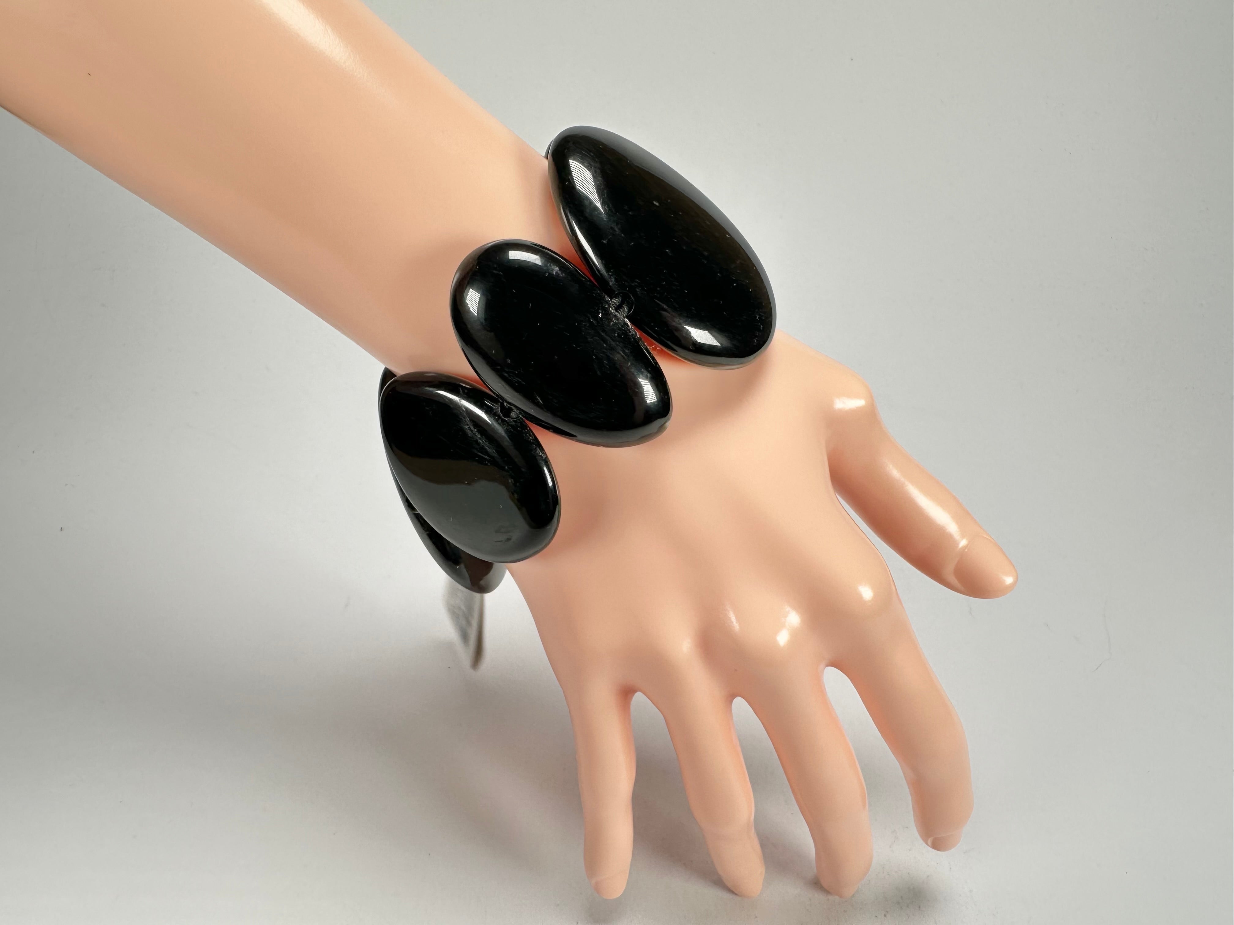Sobral - Multi-Colour "Inspiração" K Black Elasticated Resin Bracelet ( 003595 )