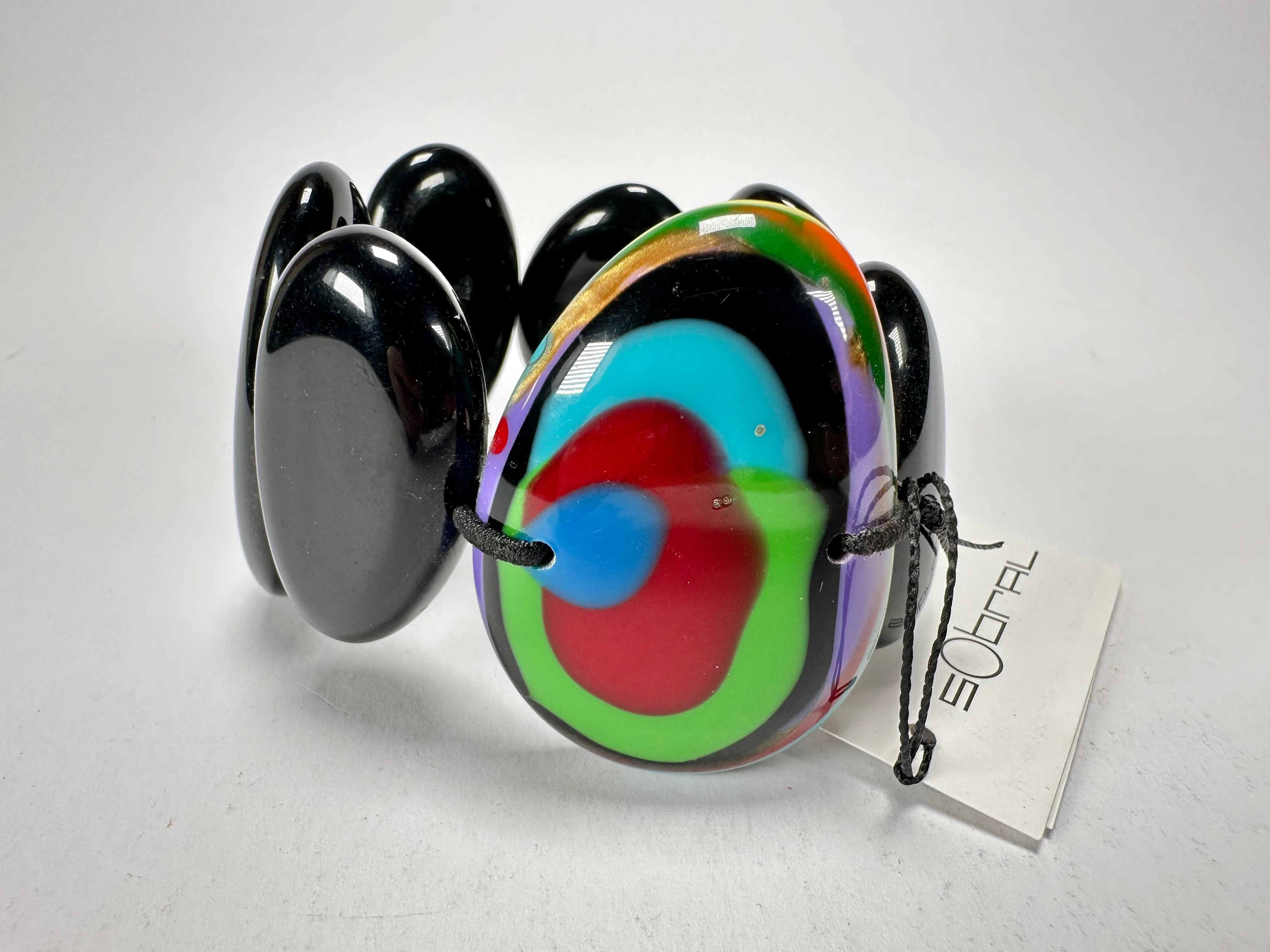 Sobral - Multi-Colour "Inspiração" K Black Elasticated Resin Bracelet ( 003595 )