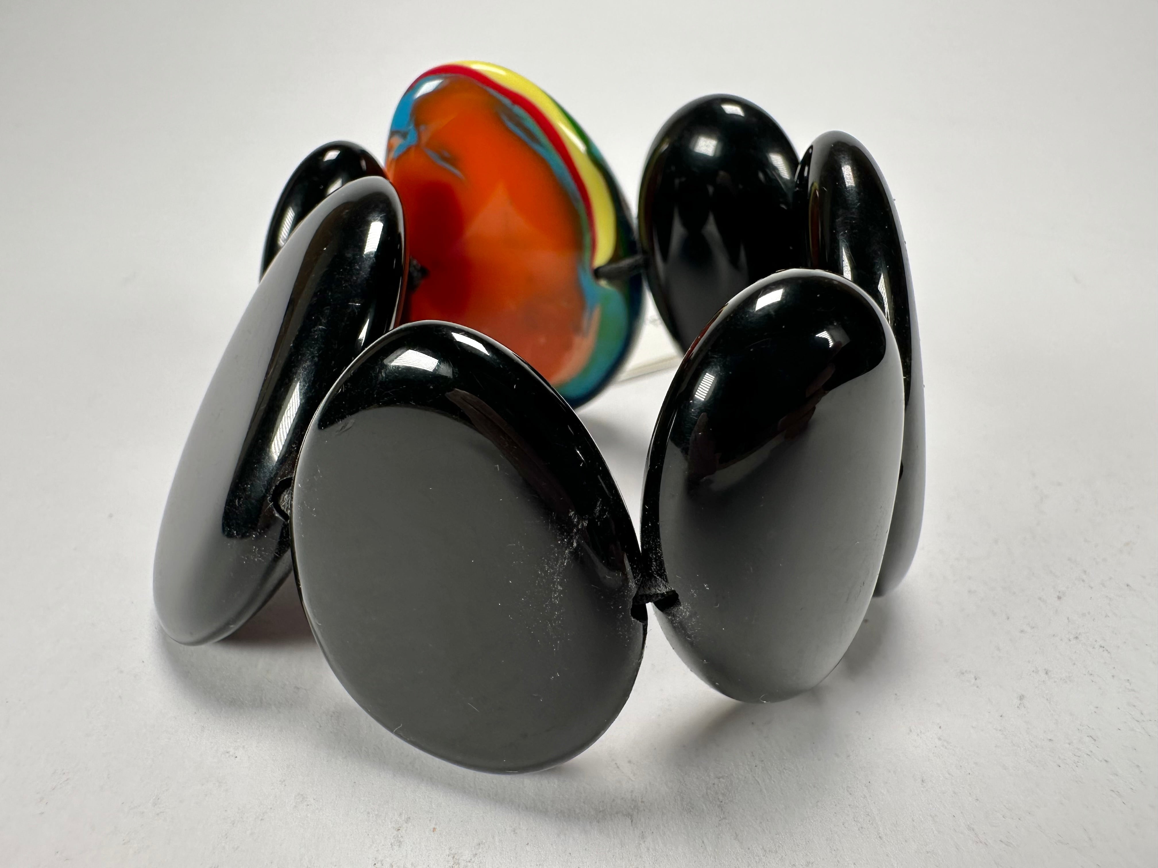 Sobral - Multi-Colour "Inspiração" K Black Elasticated Resin Bracelet ( 003595 )
