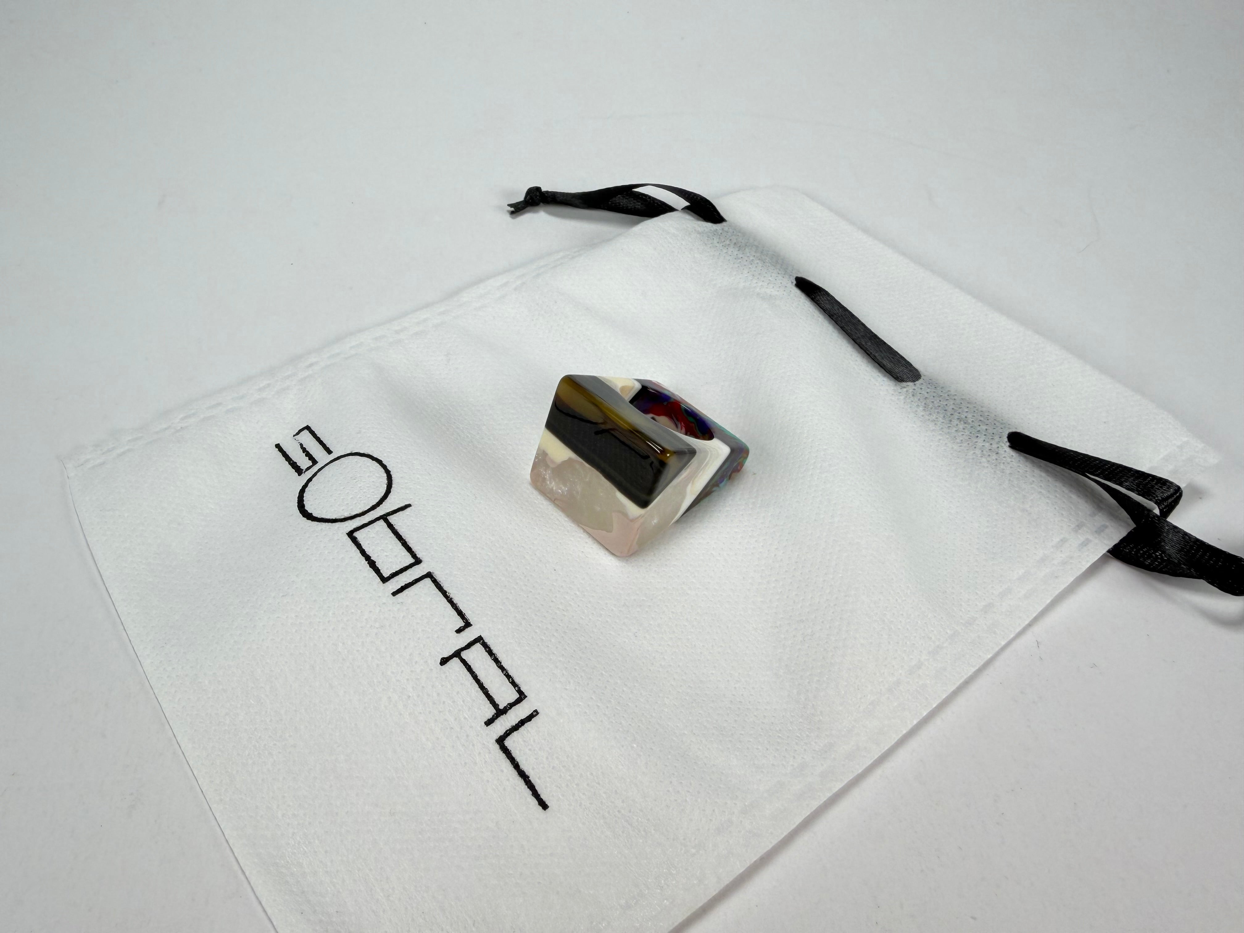 Sobral - Patchwork "Carre" Resin Ring ( 000149 ) - Size UK Q / US 8