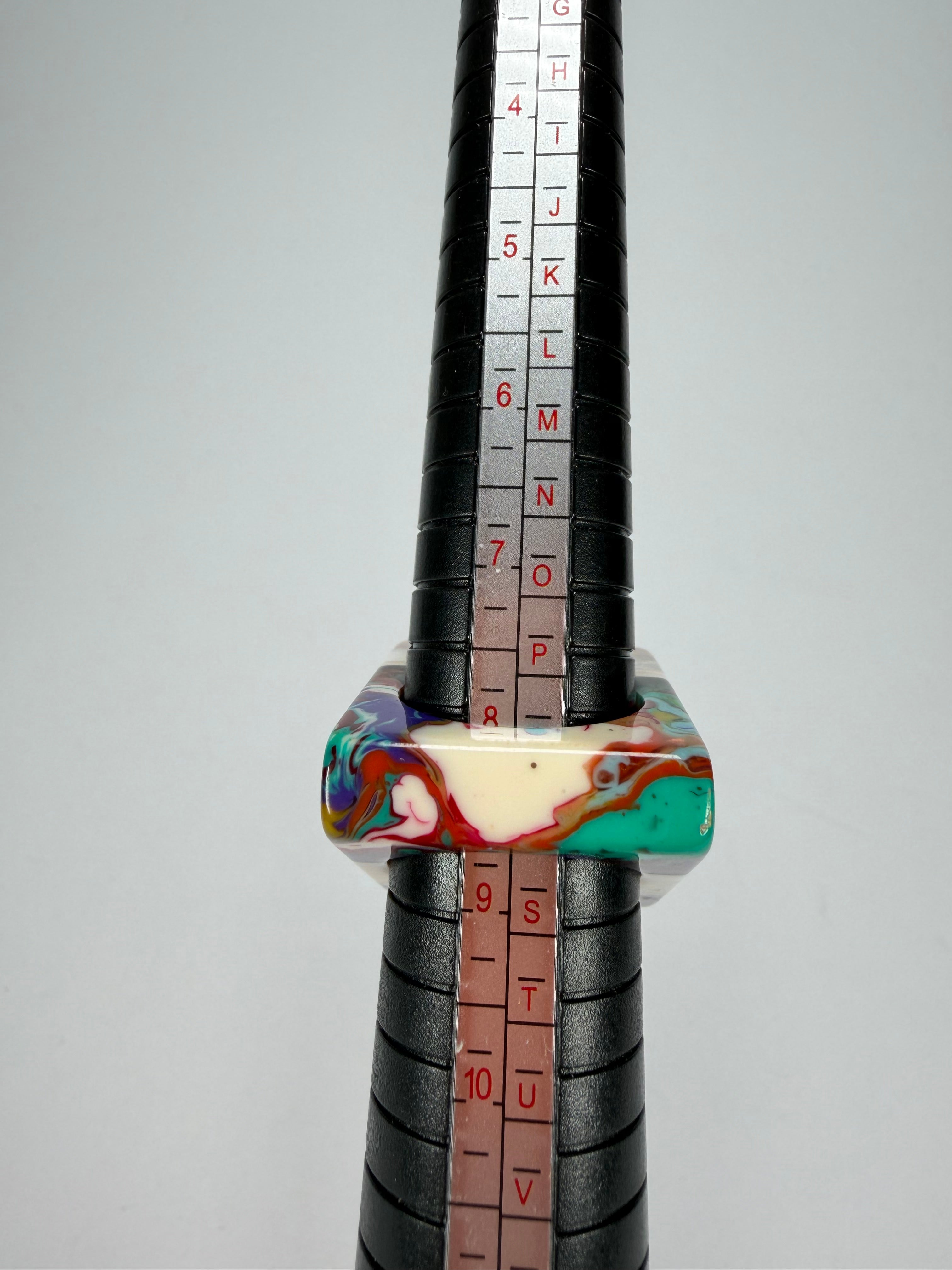 Sobral - Patchwork "Carre" Resin Ring ( 000149 ) - Size UK Q / US 8