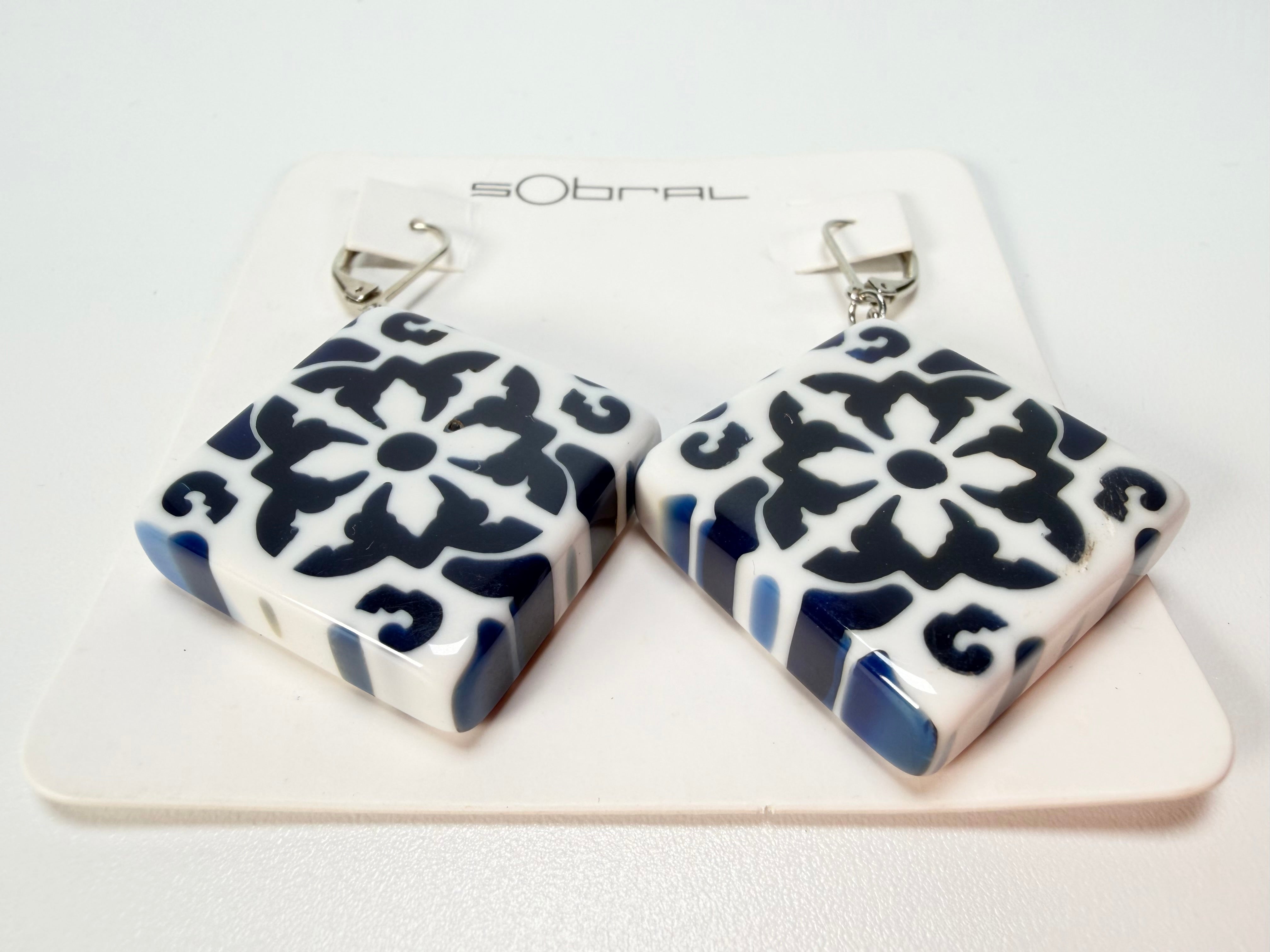Sobral - Lisboa "Diamond Plate" Resin Earrings ( 005493 )