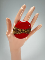 Sobral - Metalique "Munique" Orlando Red Resin Ring ( 005145 ) - Size UK Q / US 8