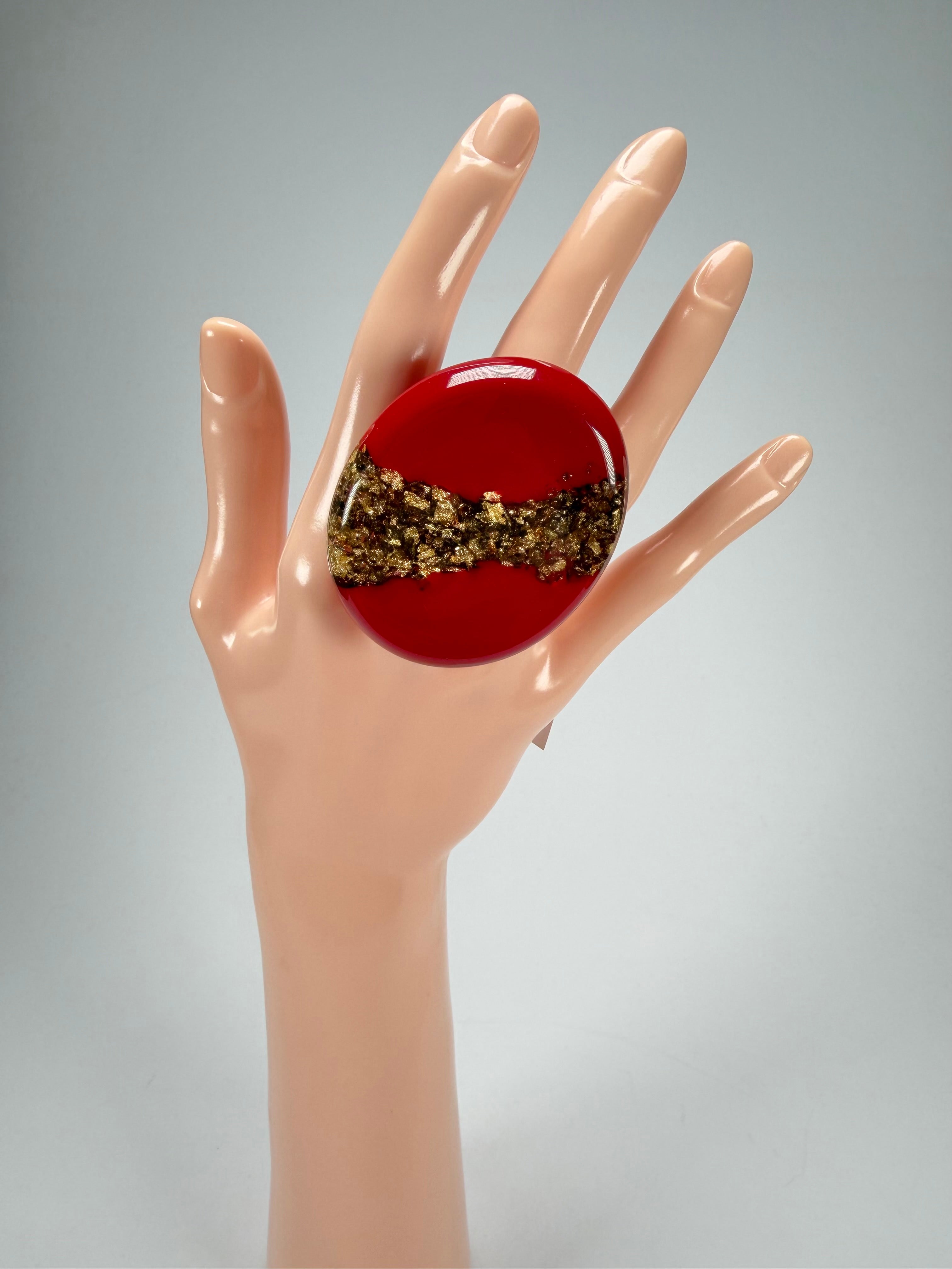 Sobral - Metalique "Munique" Orlando Red Resin Ring ( 005145 ) - Size UK Q / US 8