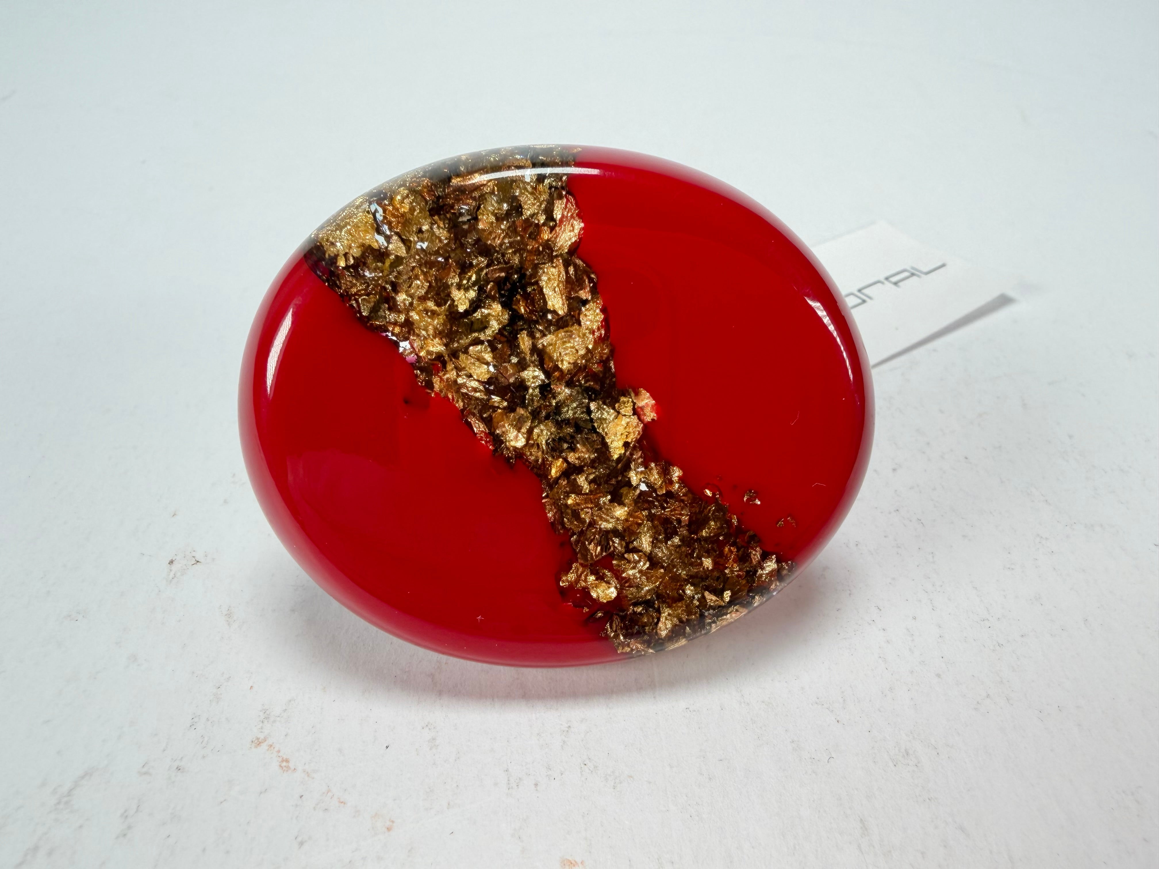 Sobral - Metalique "Munique" Orlando Red Resin Ring ( 005145 ) - Size UK Q / US 8