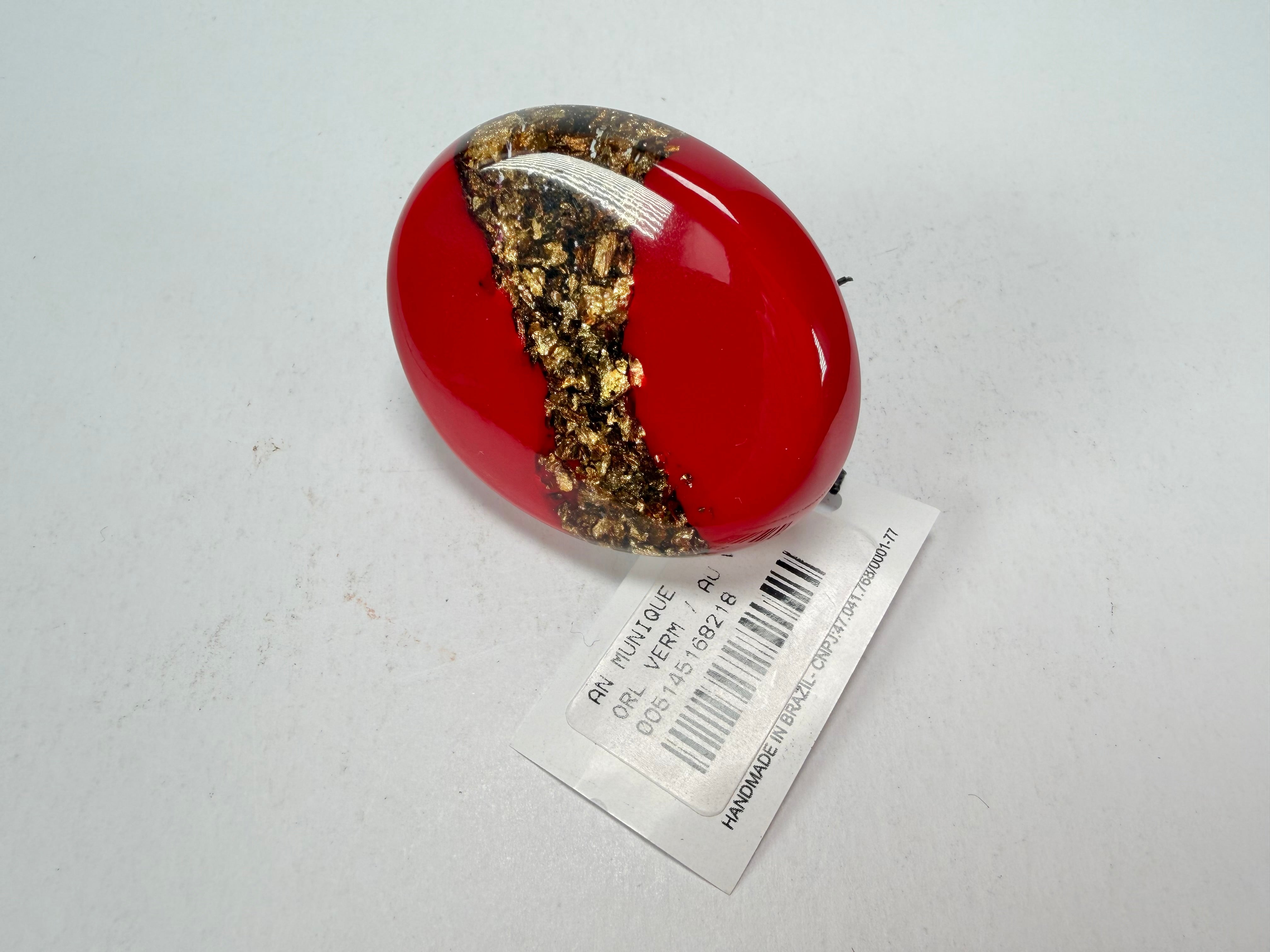 Sobral - Metalique "Munique" Orlando Red Resin Ring ( 005145 ) - Size UK Q / US 8