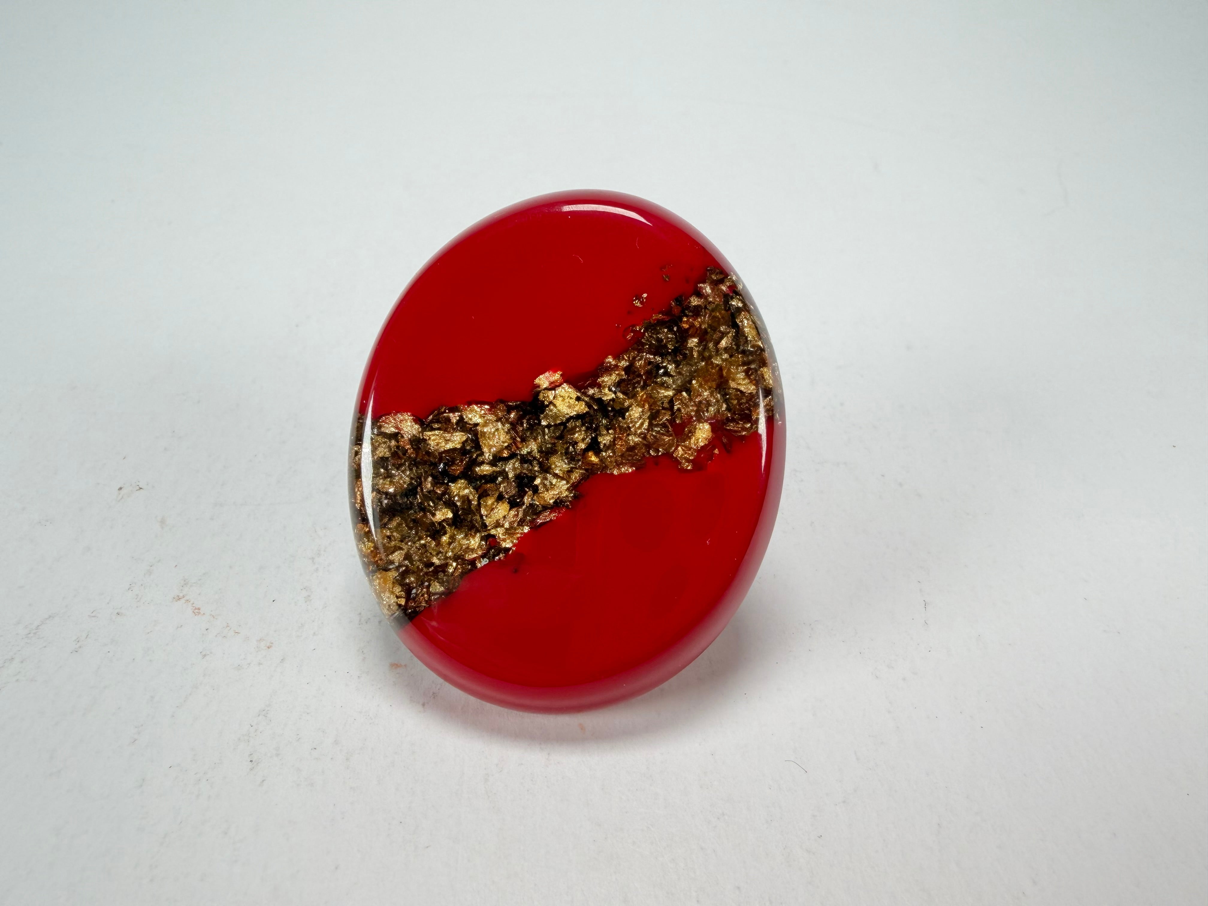 Sobral - Metalique "Munique" Orlando Red Resin Ring ( 005145 ) - Size UK Q / US 8