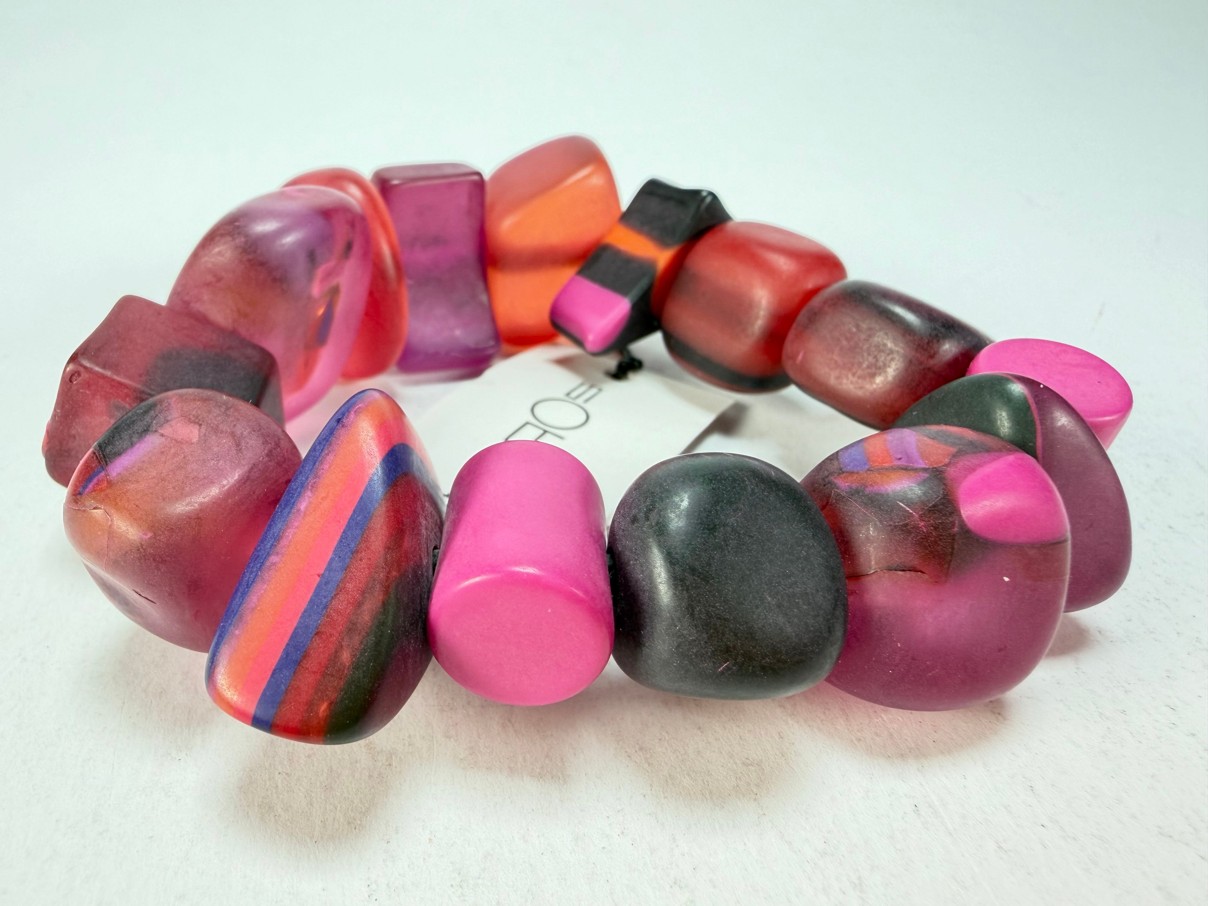 Sobral - Indiana "Cereja" Pink Elasticated Resin Bracelet ( 000210 )