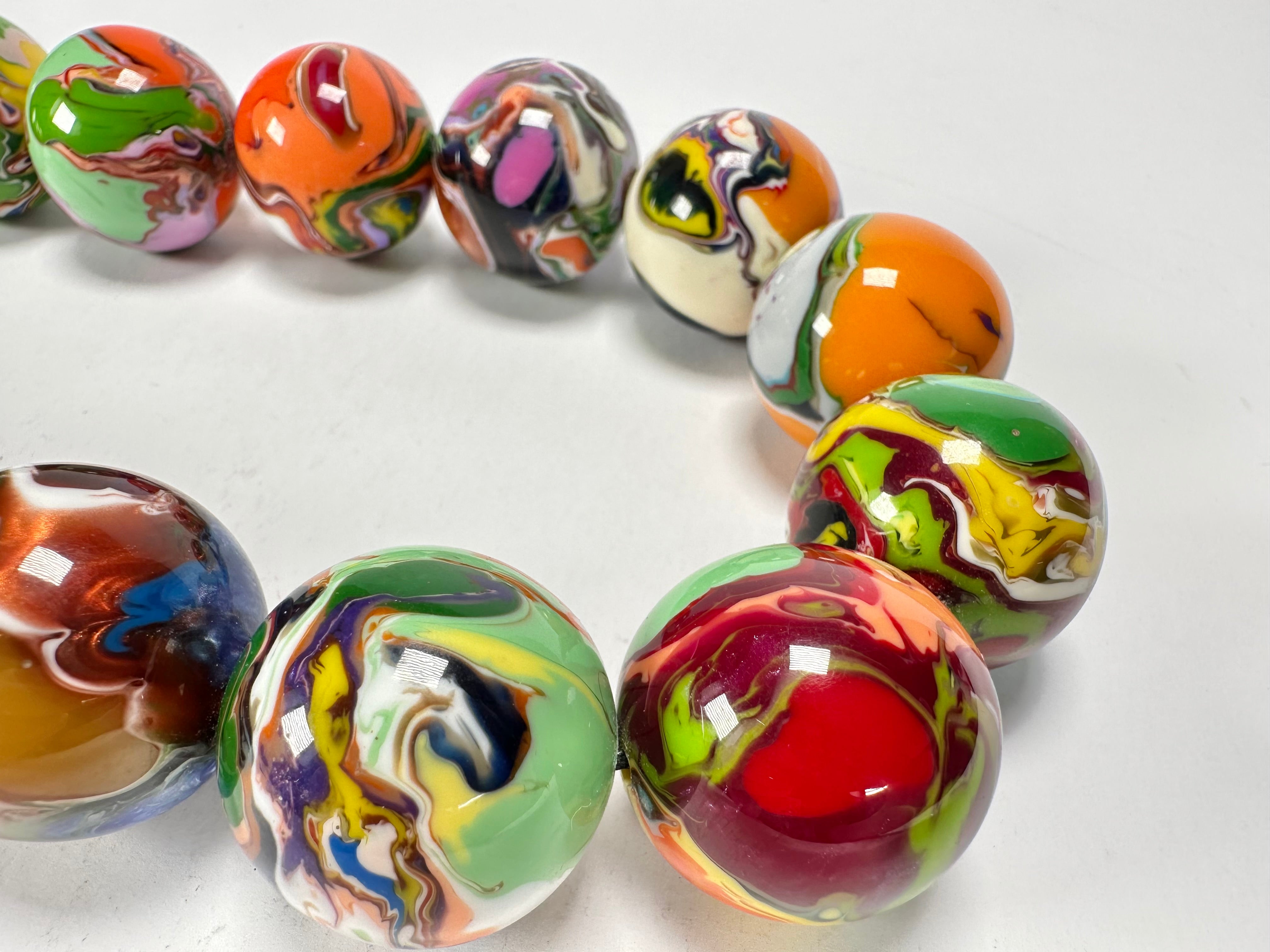 Sobral - Planets "Cluster" Studio Creation Pollock Resin Necklace ( 000000 )