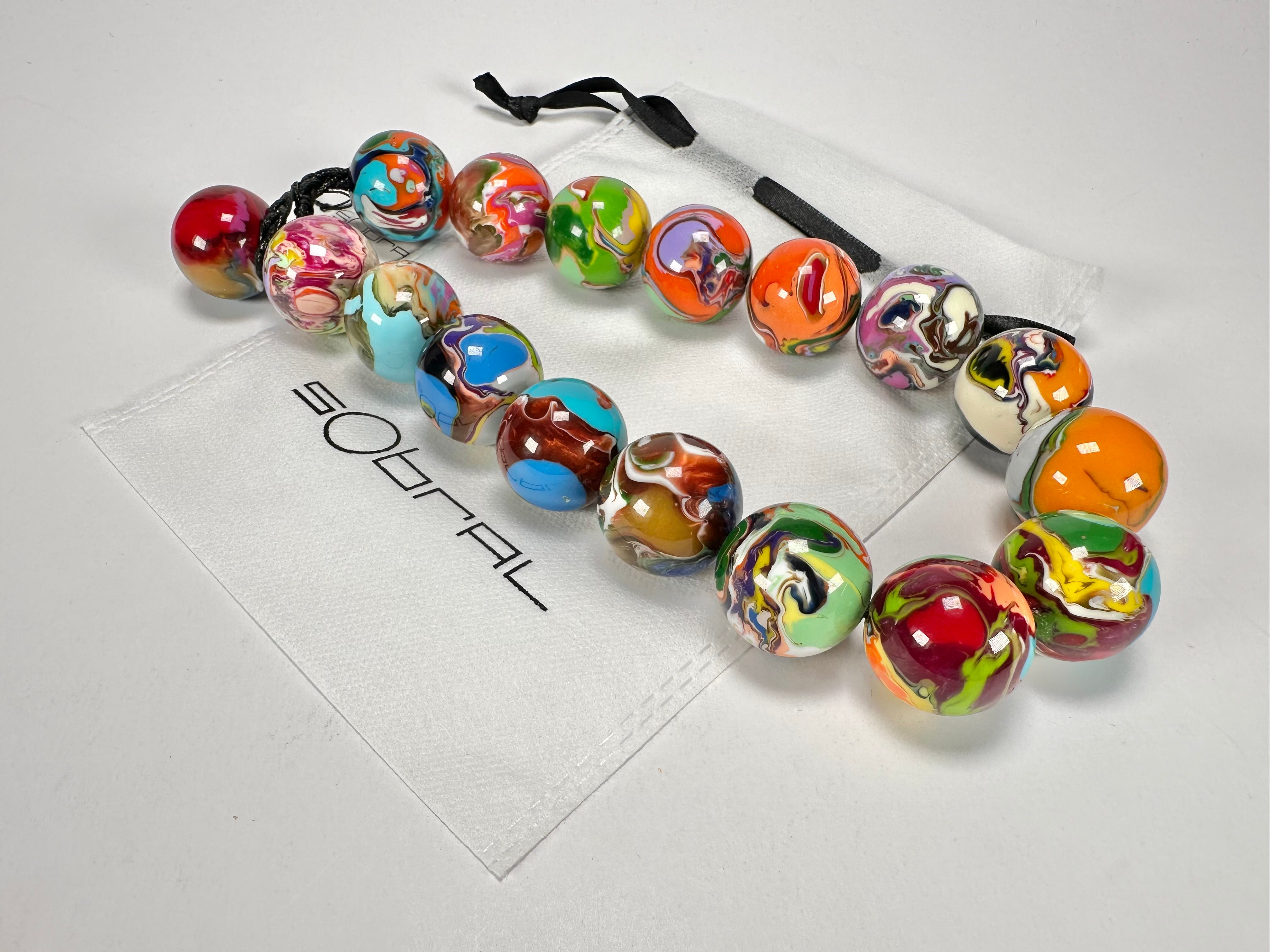 Sobral - Planets "Cluster" Studio Creation Pollock Resin Necklace ( 000000 )