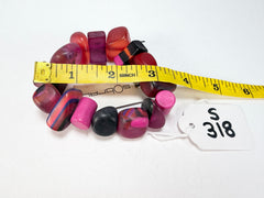 Sobral - Indiana "Cereja" Pink Elasticated Resin Bracelet ( 000210 )