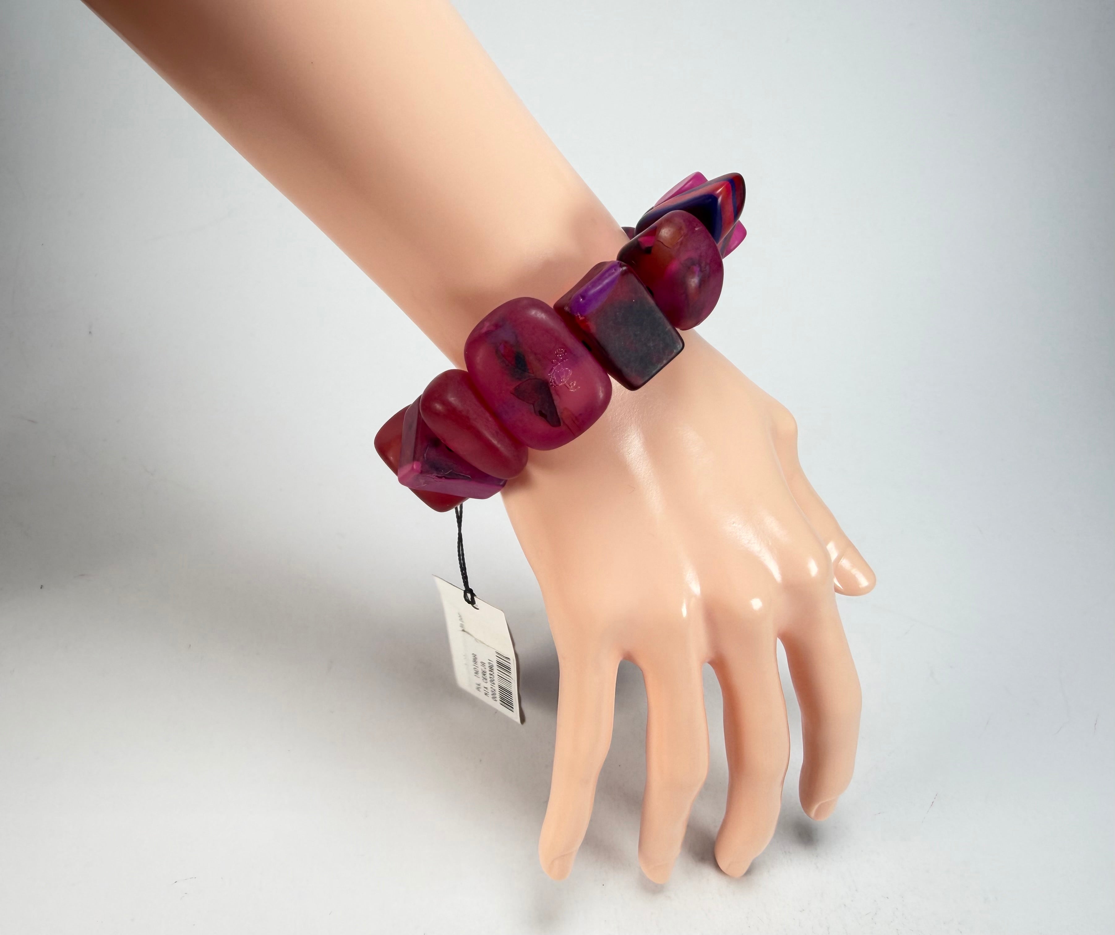 Sobral - Indiana "Cereja" Pink Elasticated Resin Bracelet ( 000210 )