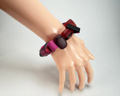 Sobral - Indiana "Cereja" Pink Elasticated Resin Bracelet ( 000210 )