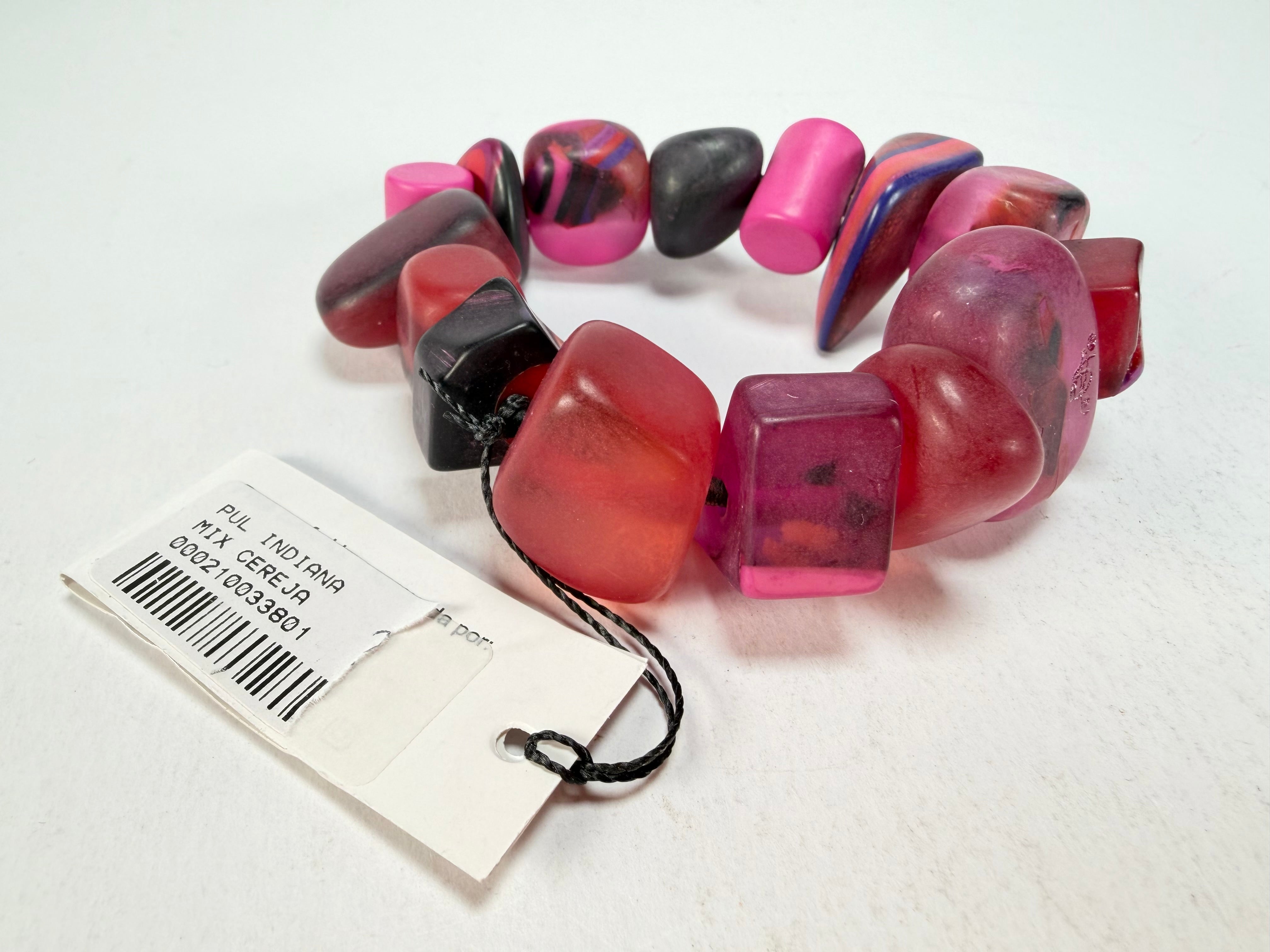 Sobral - Indiana "Cereja" Pink Elasticated Resin Bracelet ( 000210 )