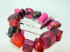 Sobral - Indiana "Cereja" Pink Elasticated Resin Bracelet ( 000210 )