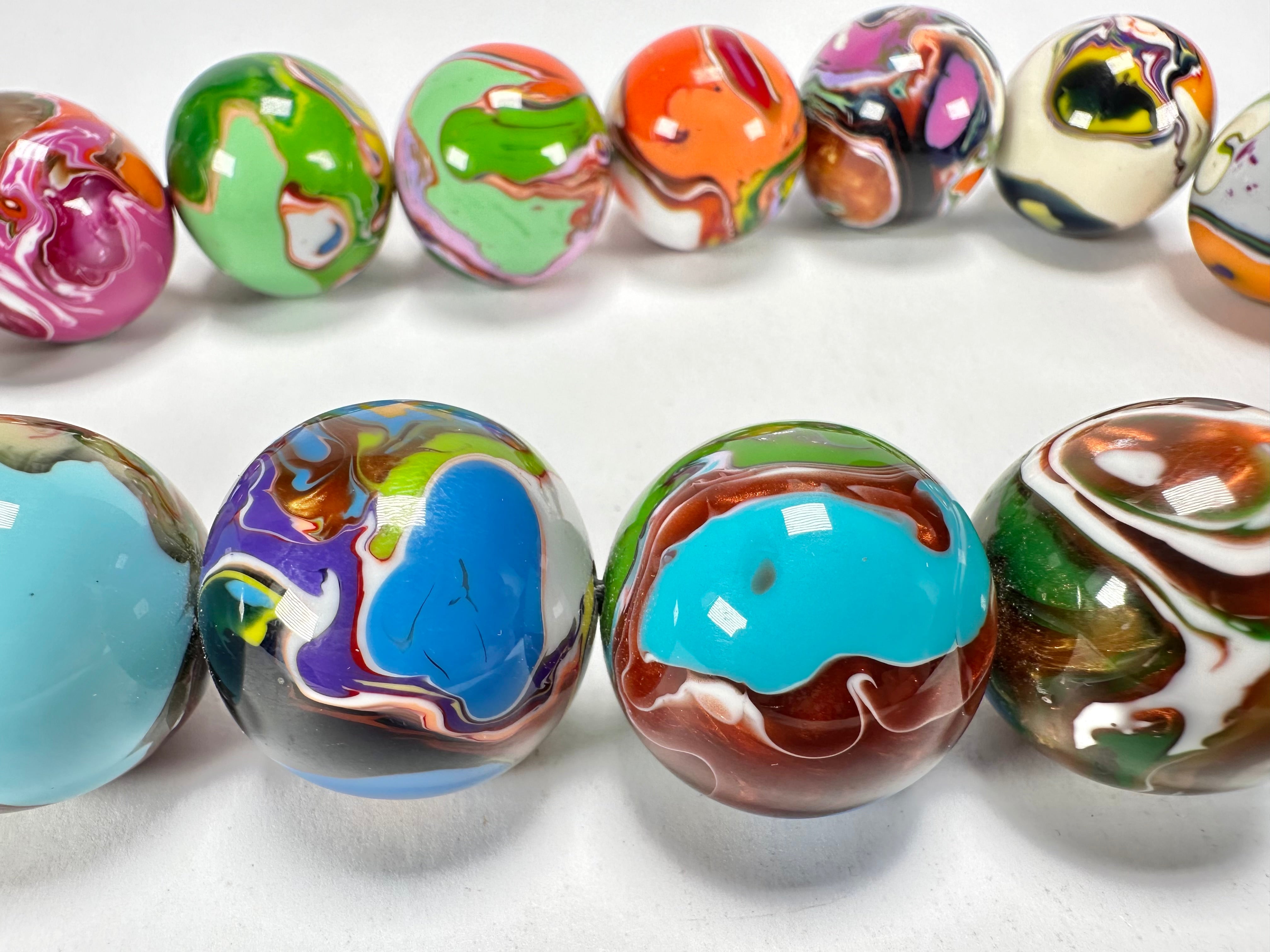 Sobral - Planets "Cluster" Studio Creation Pollock Resin Necklace ( 000000 )