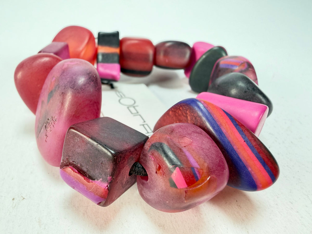 Sobral - Indiana "Cereja" Pink Elasticated Resin Bracelet ( 000210 )